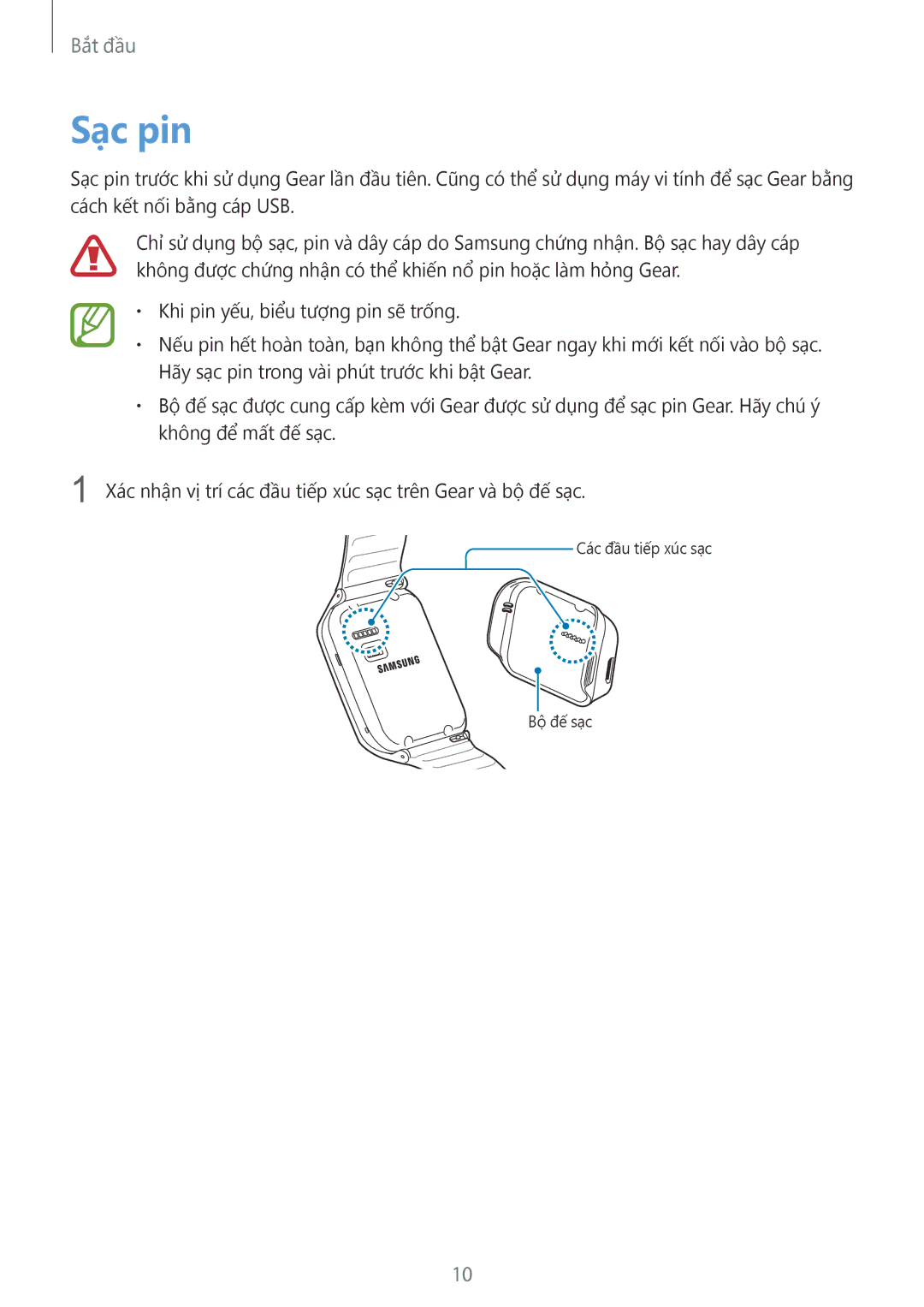 Samsung SM-R3810ZKAXXV manual Sạc pin 