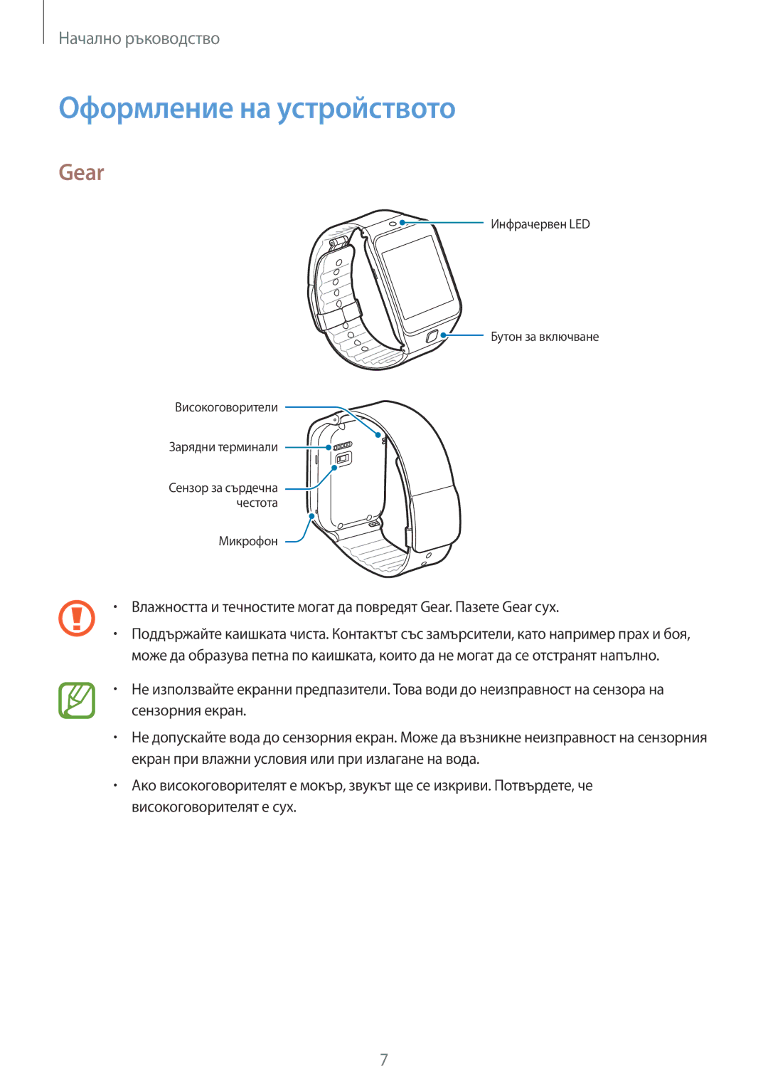 Samsung SM-R3810ZAABGL, SM-R3810ZOABGL, SM-R3810ZKABGL manual Оформление на устройството, Gear 