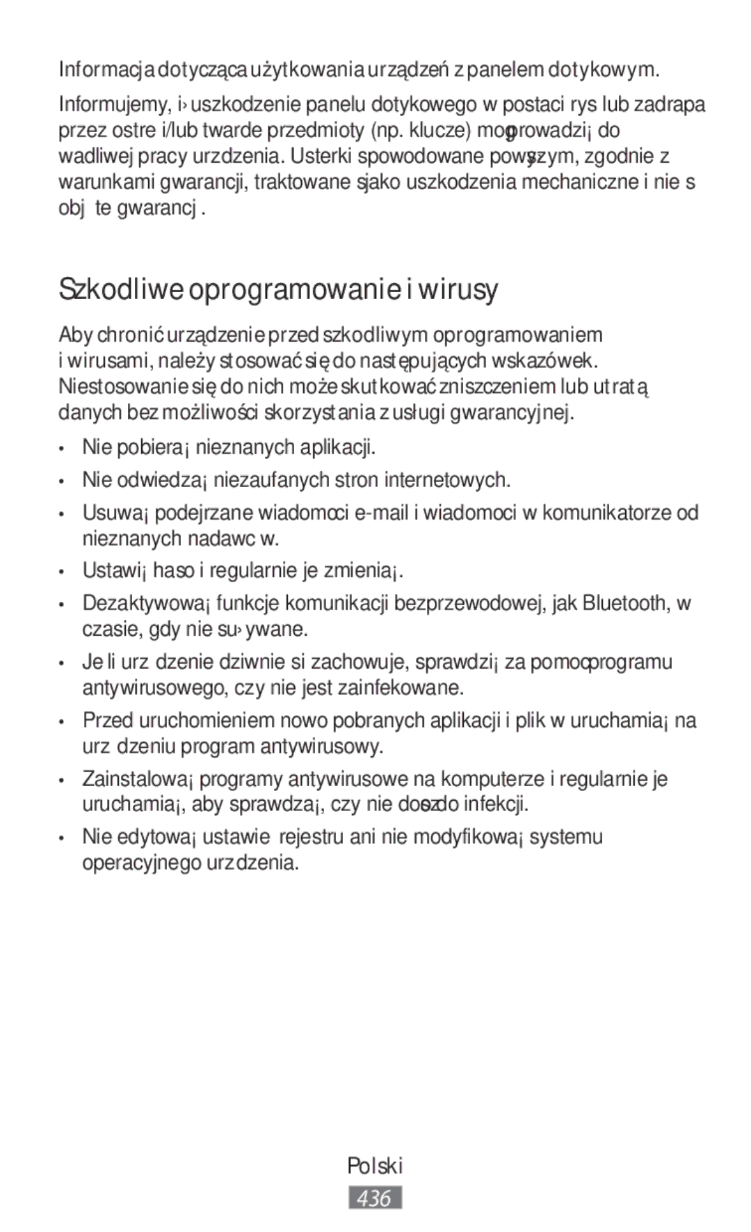 Samsung SM-R3810ZOAILO, SM-R3810ZOADBT, SM-R3810ZKATPH, SM-R3810ZKAEUR, SM-R3810ZAAATO manual Szkodliwe oprogramowanie i wirusy 