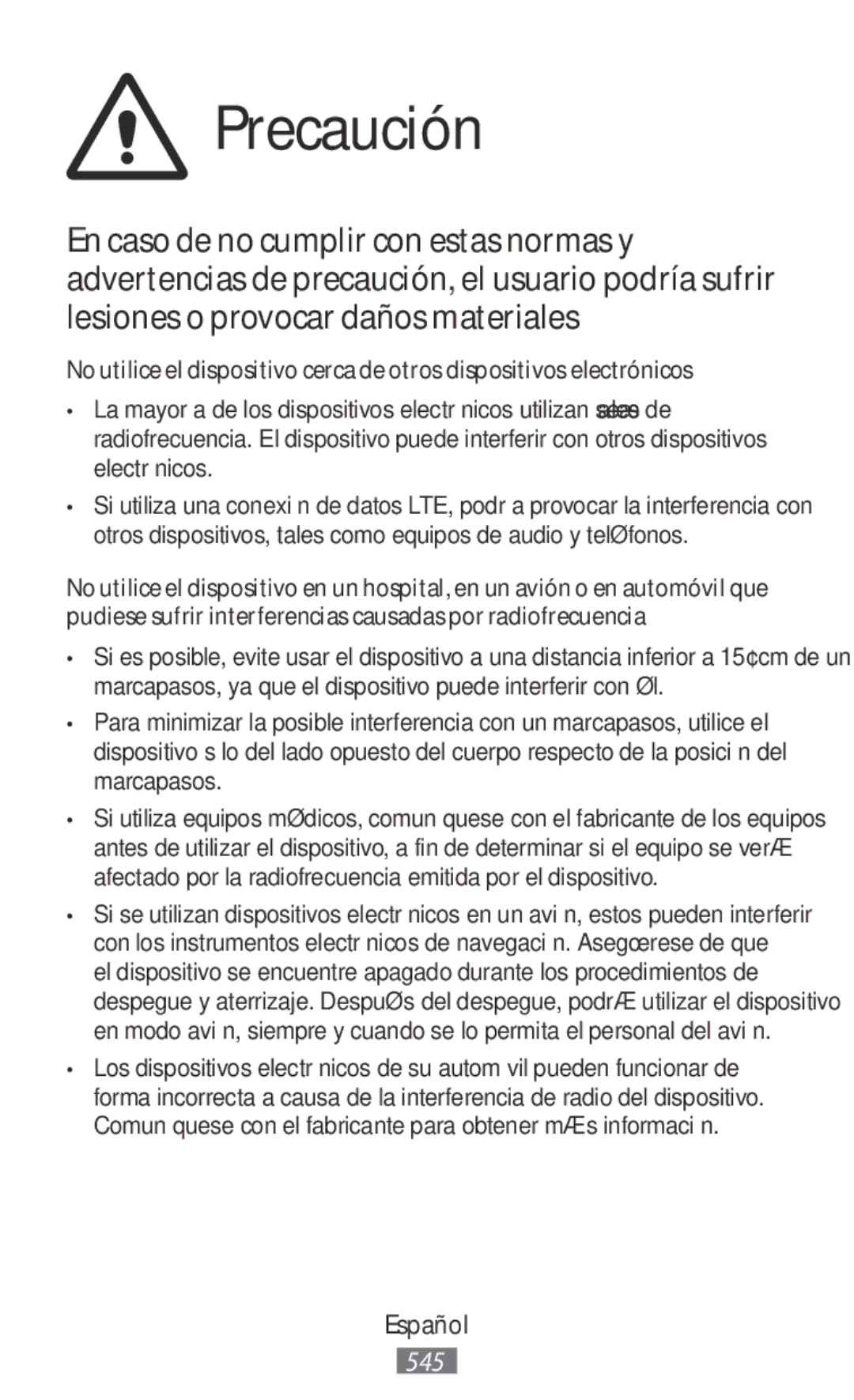 Samsung SM-R3810ZAAXEH, SM-R3810ZOADBT, SM-R3810ZKATPH, SM-R3810ZKAEUR, SM-R3810ZAAATO, SM-R3810ZKADBT manual Precaución 