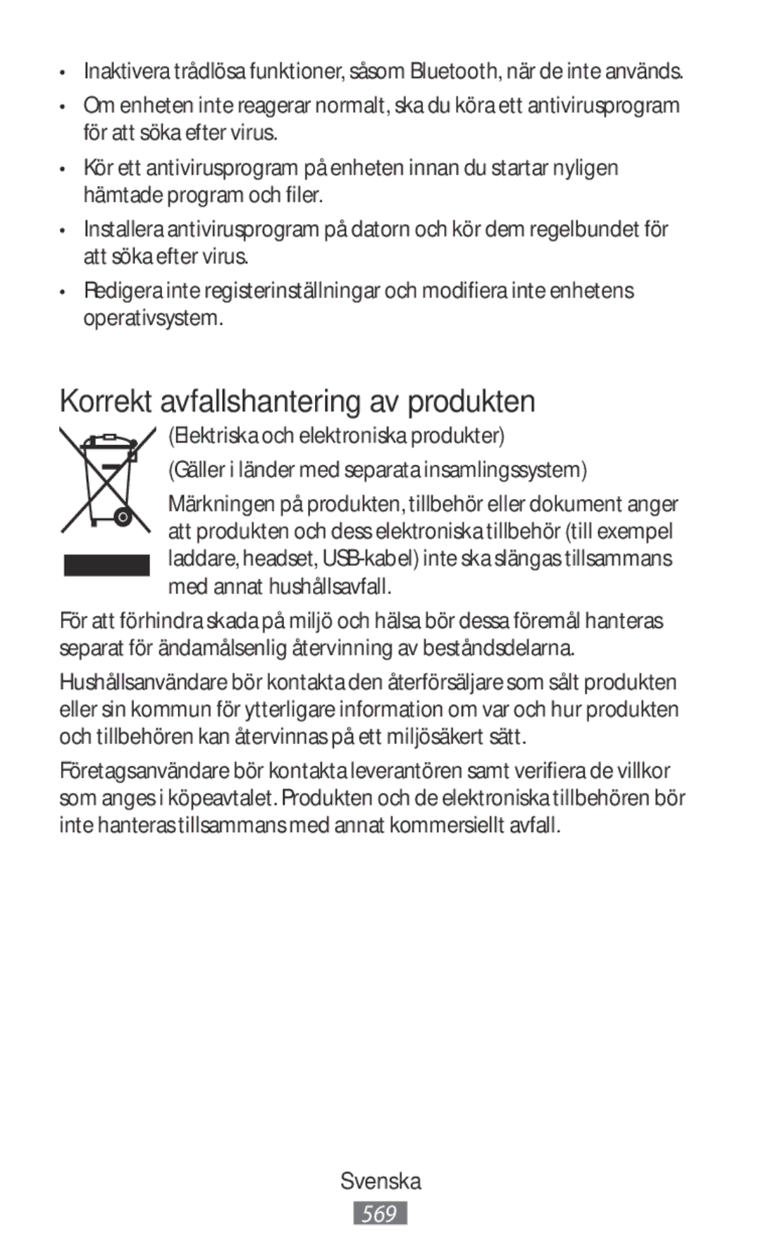 Samsung SM-R3810ZAAATO, SM-R3810ZOADBT, SM-R3810ZKATPH, SM-R3810ZKAEUR, SM-R3810ZKADBT Korrekt avfallshantering av produkten 