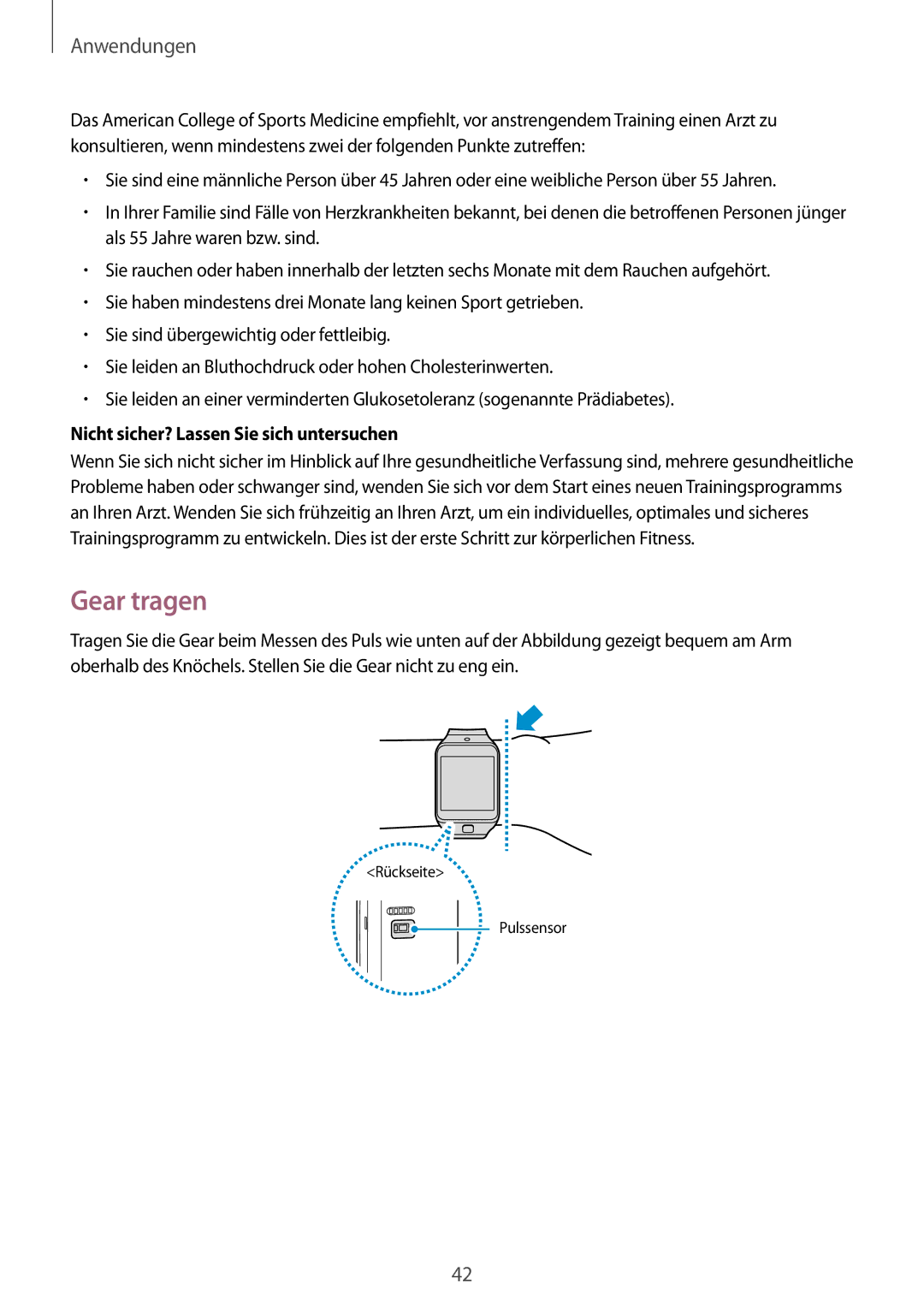 Samsung SM-R3810ZKAEUR, SM-R3810ZOADBT, SM-R3810ZKATPH manual Gear tragen, Nicht sicher? Lassen Sie sich untersuchen 