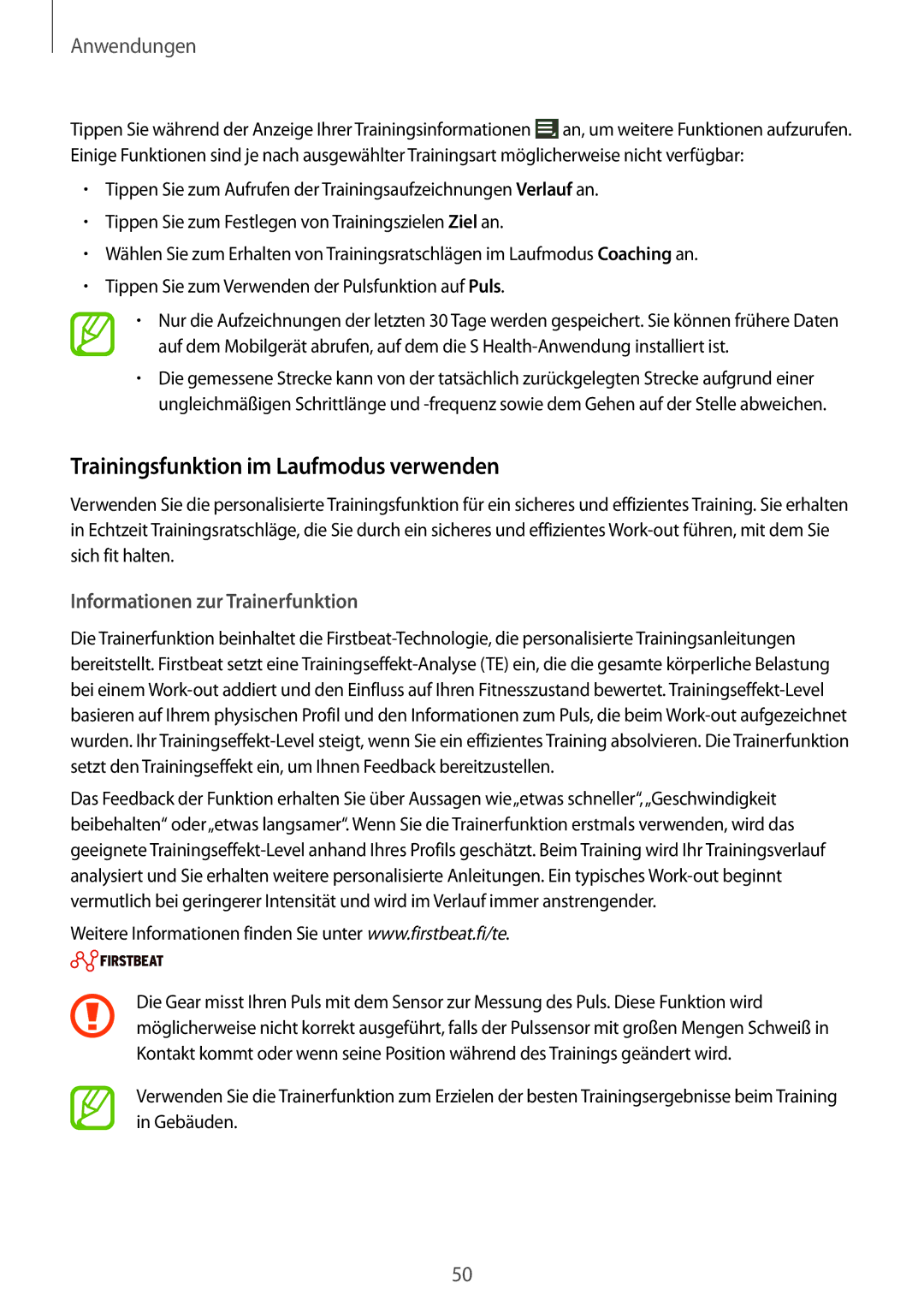 Samsung SM-R3810ZKAEUR, SM-R3810ZOADBT manual Trainingsfunktion im Laufmodus verwenden, Informationen zur Trainerfunktion 