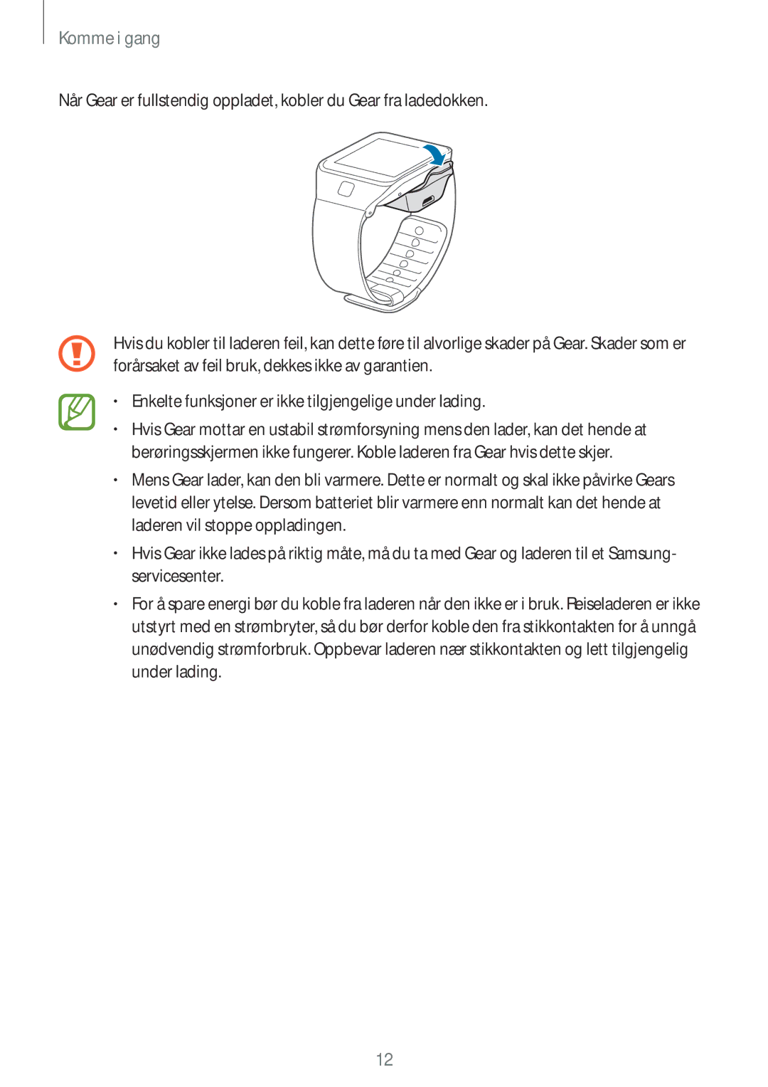 Samsung SM-R3810ZWANEE, SM-R3810ZOANEE, SM-R3810ZKANEE, SM-R3810ZAANEE manual Komme i gang 