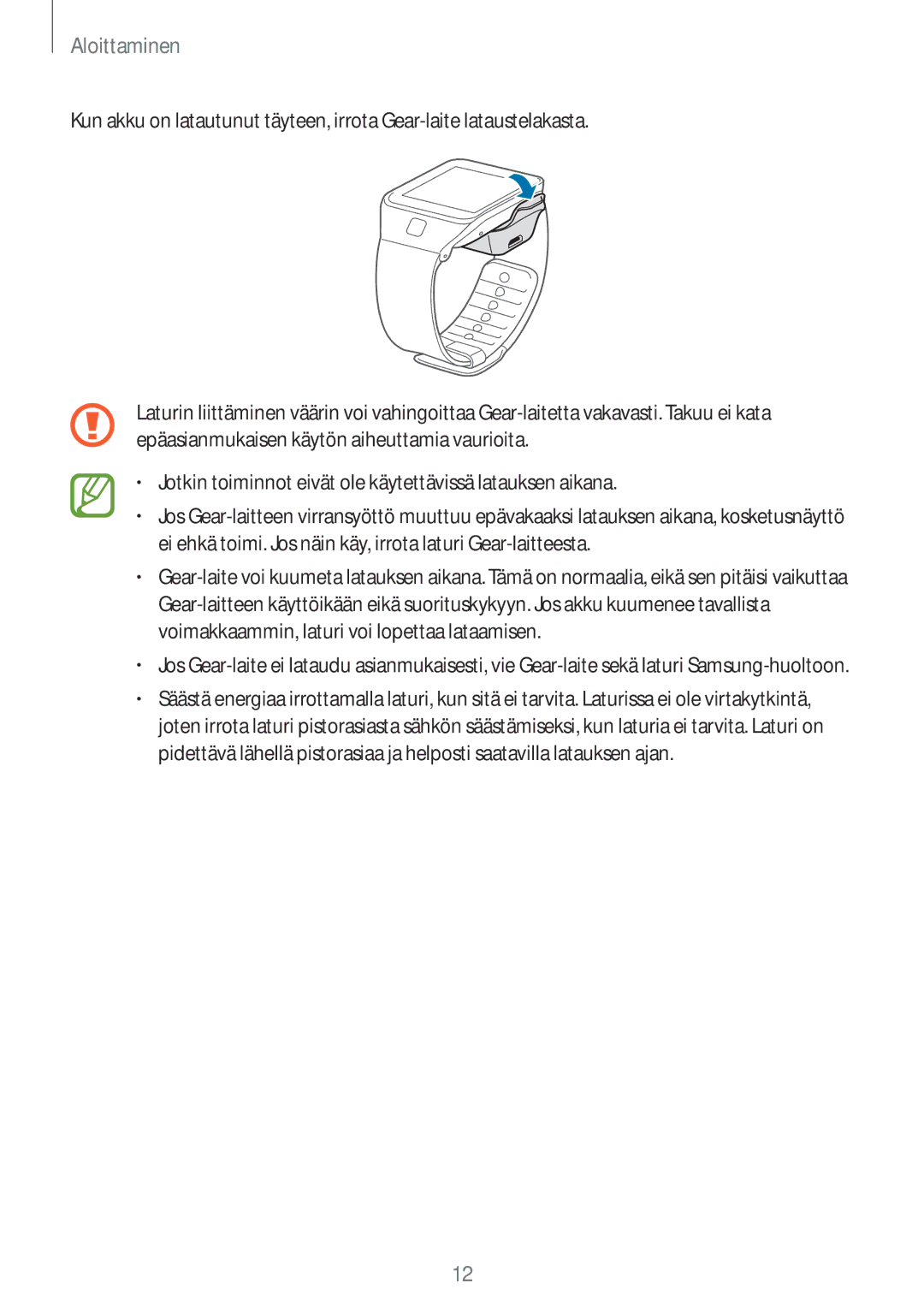 Samsung SM-R3810ZWANEE, SM-R3810ZOANEE, SM-R3810ZKANEE, SM-R3810ZAANEE manual Aloittaminen 