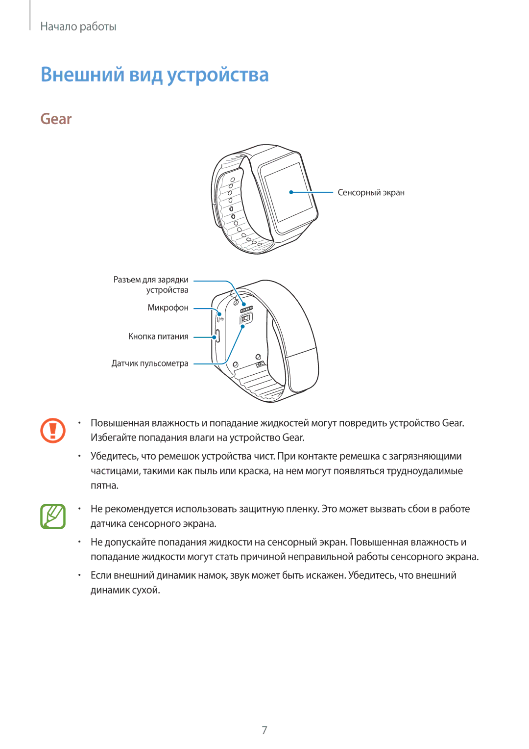 Samsung SM-R3820ZKASER manual Внешний вид устройства, Gear 