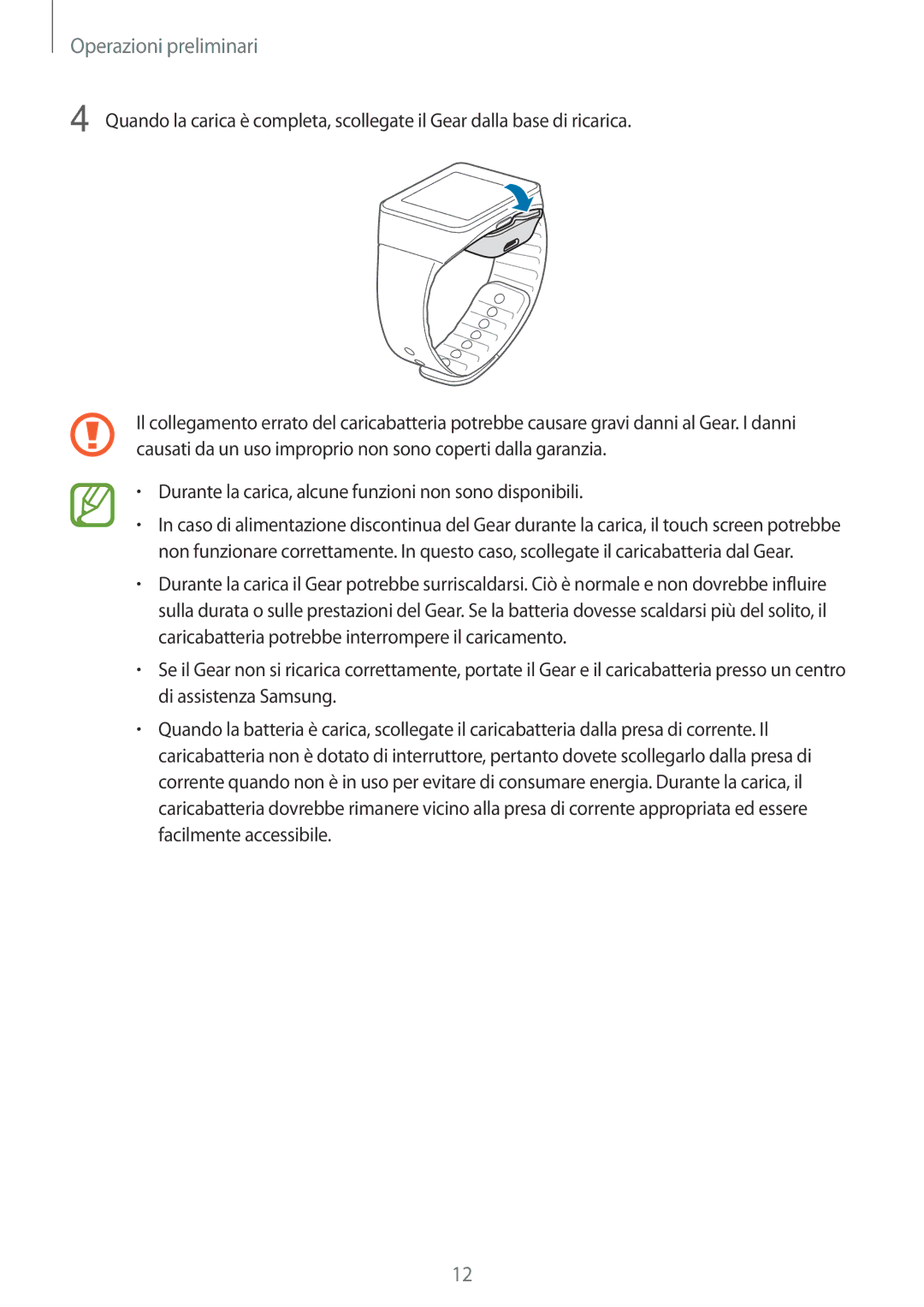 Samsung SM-R3820ZKPITV manual Operazioni preliminari 