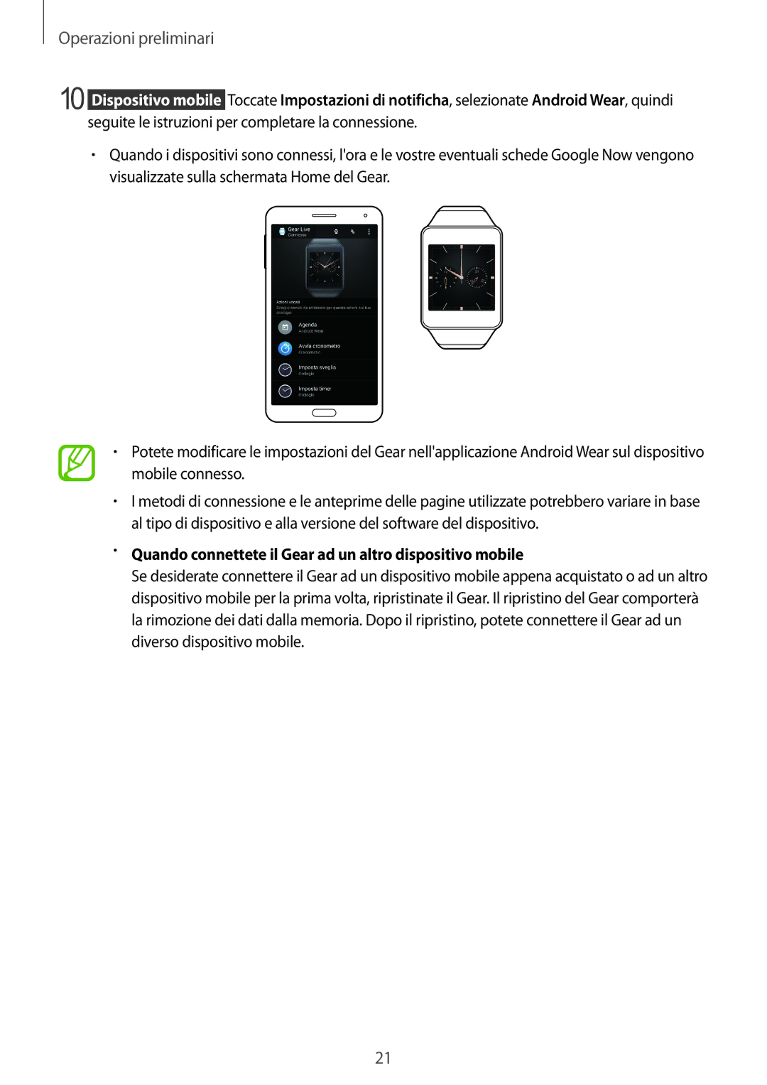 Samsung SM-R3820ZKPITV manual Quando connettete il Gear ad un altro dispositivo mobile 