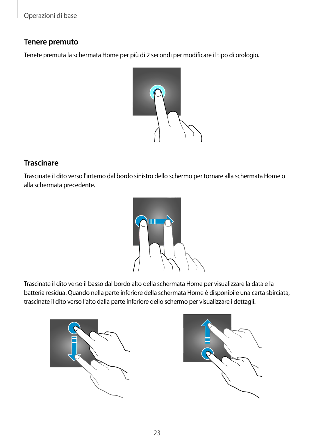 Samsung SM-R3820ZKPITV manual Tenere premuto 