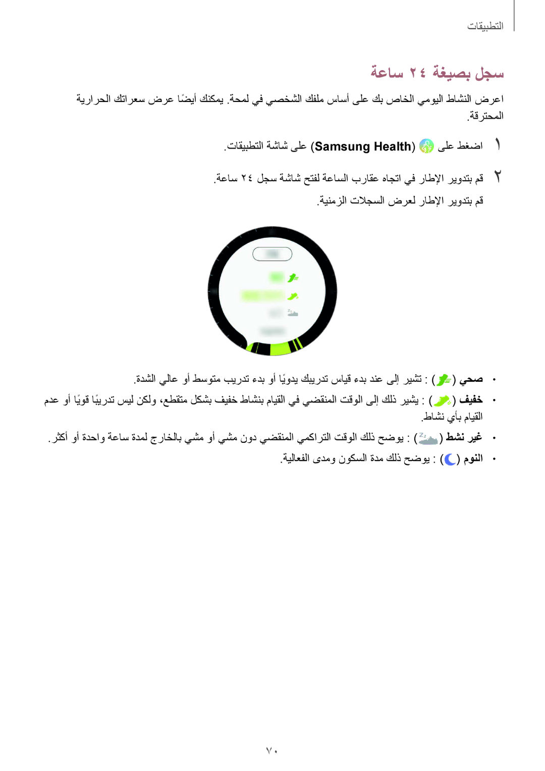 Samsung SM-R600NZBAKSA, SM-R600NZKAKSA manual ةعاس 24 ةغيصب لجس 