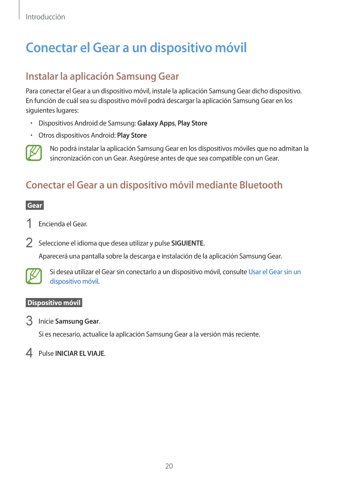 Samsung SM-R600NZBAPHE Conectar el Gear a un dispositivo móvil, Instalar la aplicación Samsung Gear, Inicie Samsung Gear 