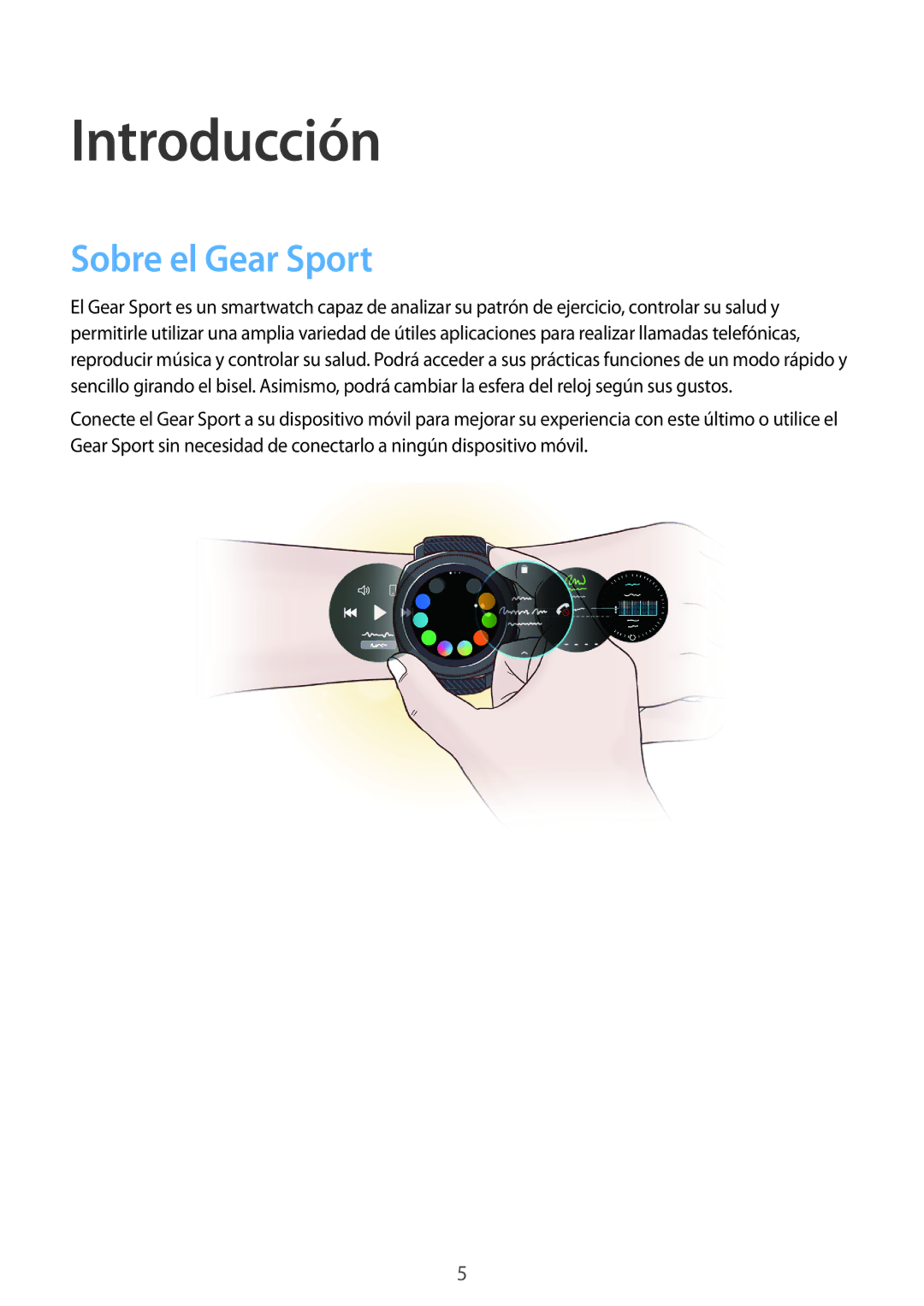 Samsung SM-R600NZKAPHE, SM-R600NZBAPHE manual Introducción, Sobre el Gear Sport 