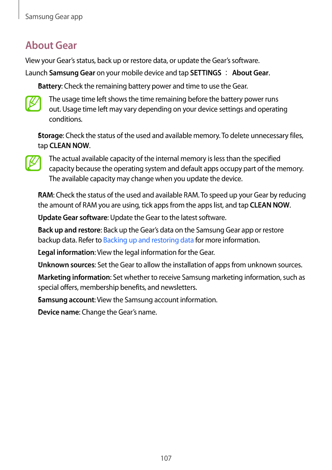 Samsung SM-R600NZKAXEF, SM-R600NZKADBT, SM-R600NZBADBT manual Update Gear software Update the Gear to the latest software 