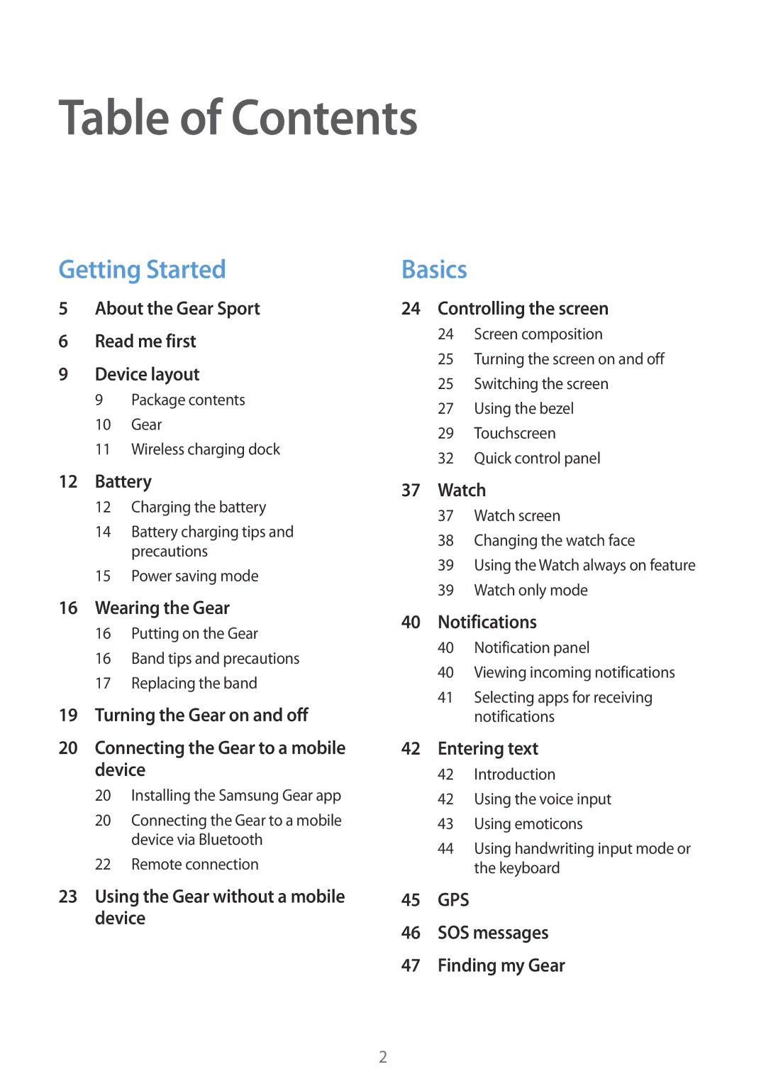 Samsung SM-R600NZBAXEF, SM-R600NZKADBT, SM-R600NZBADBT, SM-R600NZKAXEF, SM-R600NZKAITV, SM-R600NZBAITV manual Table of Contents 