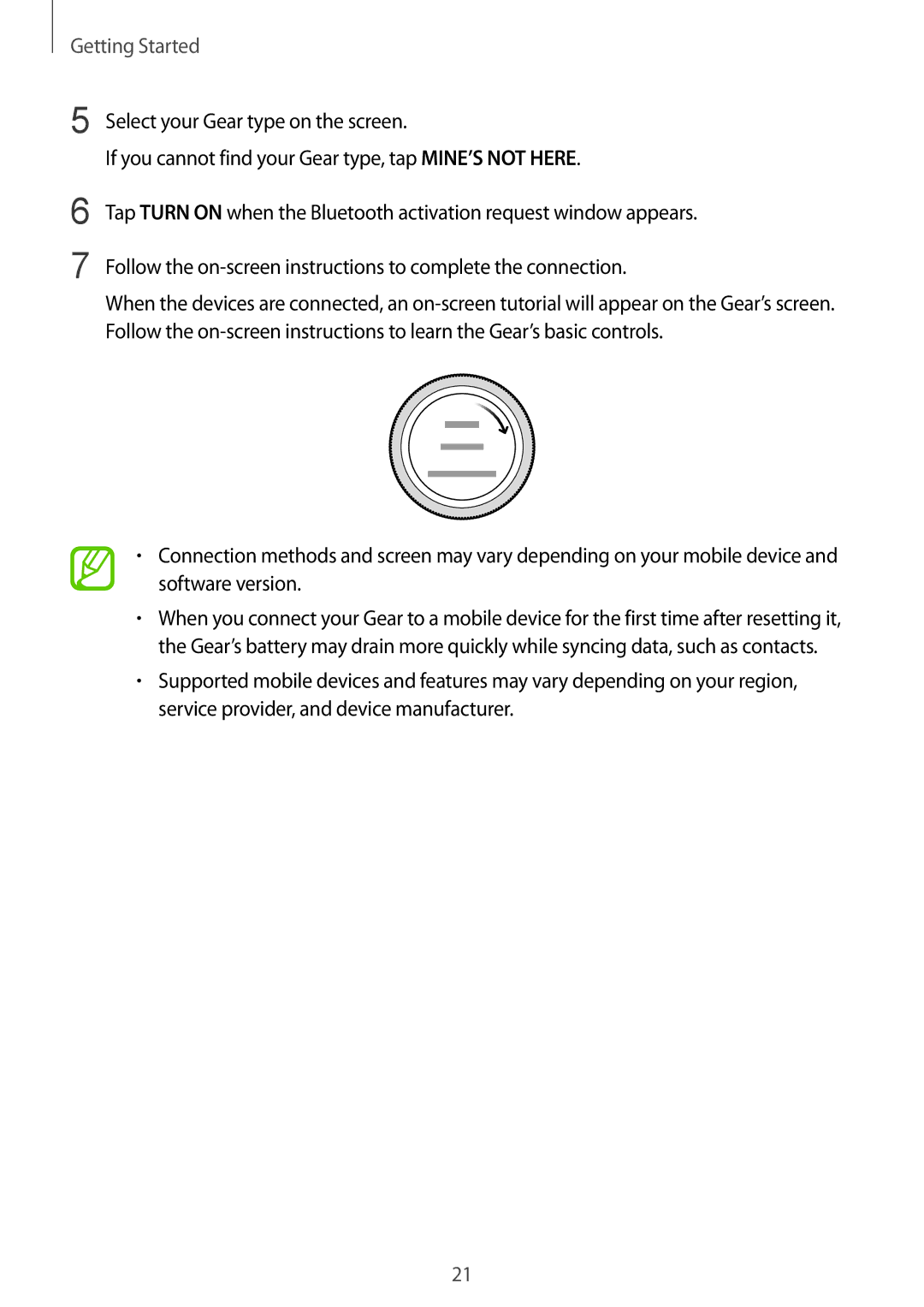 Samsung SM-R600NZKAILO, SM-R600NZKADBT, SM-R600NZBADBT, SM-R600NZBAXEF, SM-R600NZKAXEF, SM-R600NZKAITV manual Getting Started 