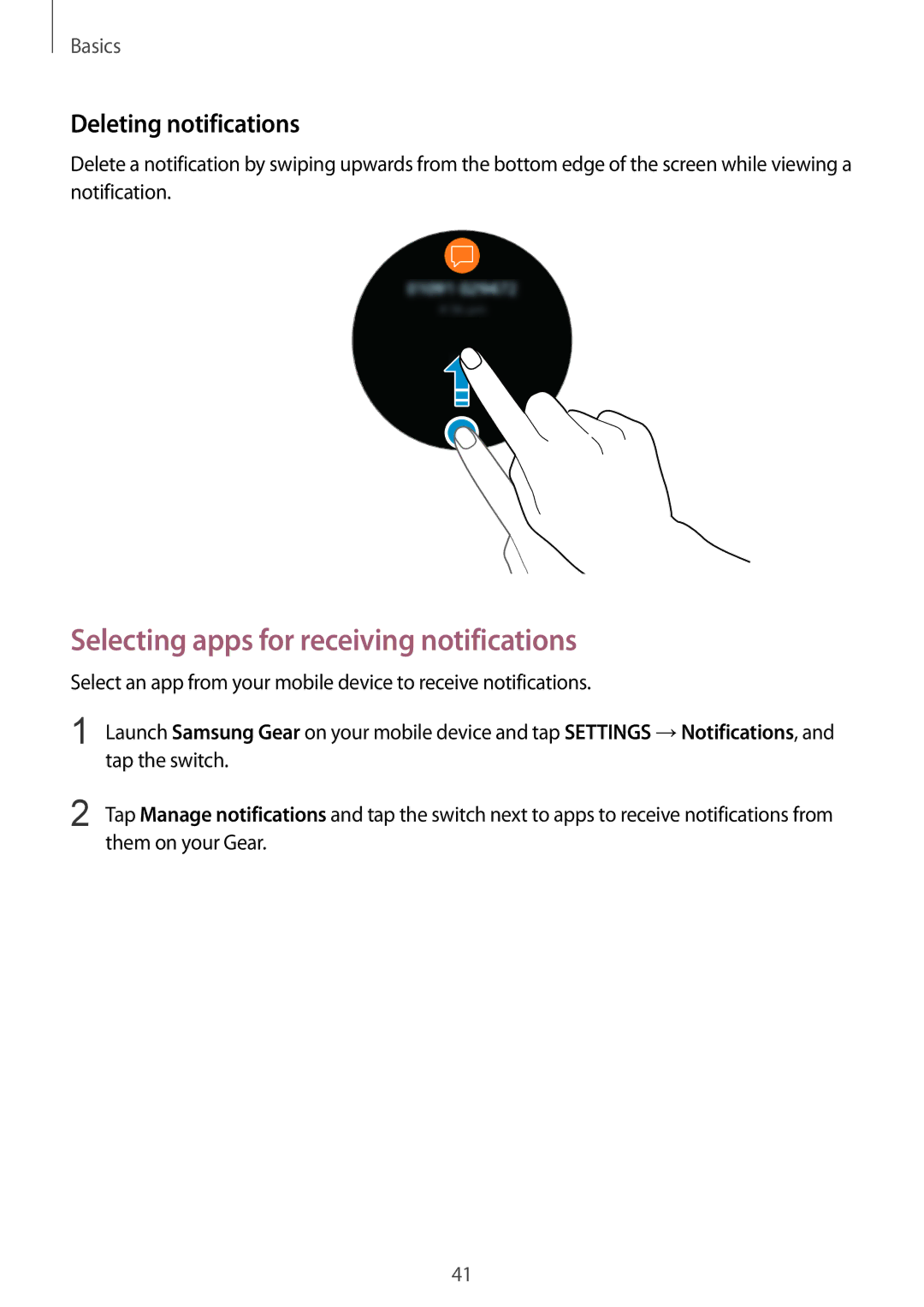 Samsung SM-R600NZBANEE, SM-R600NZKADBT, SM-R600NZBADBT Selecting apps for receiving notifications, Deleting notifications 