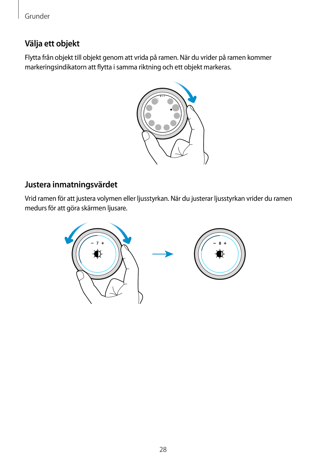 Samsung SM-R600NZKANEE, SM-R600NZBANEE manual Välja ett objekt, Justera inmatningsvärdet 