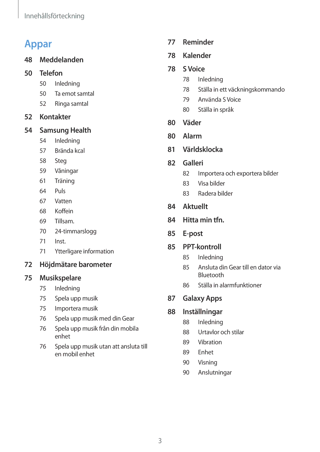 Samsung SM-R600NZBANEE, SM-R600NZKANEE manual Appar 