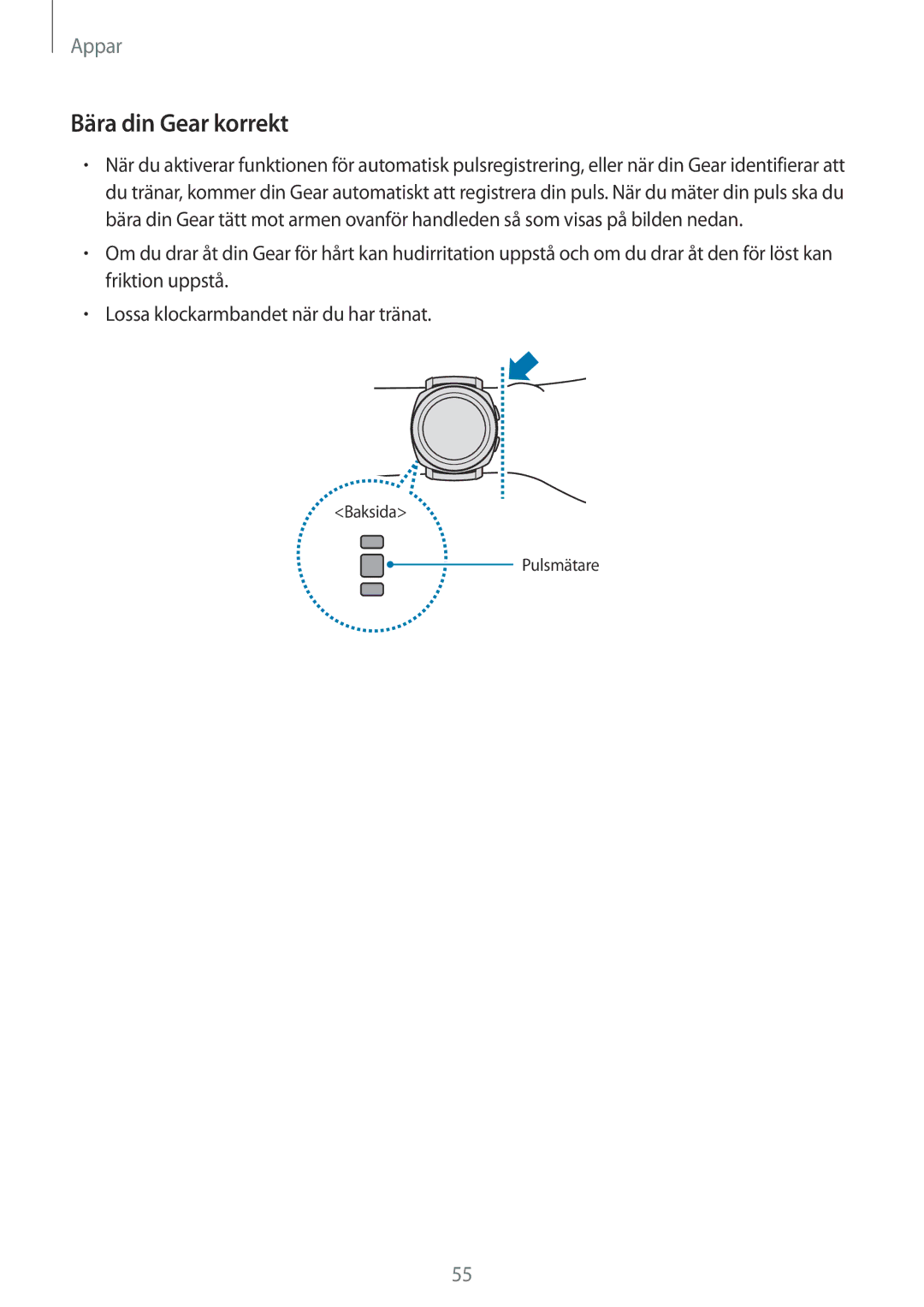 Samsung SM-R600NZBANEE, SM-R600NZKANEE manual Bära din Gear korrekt 