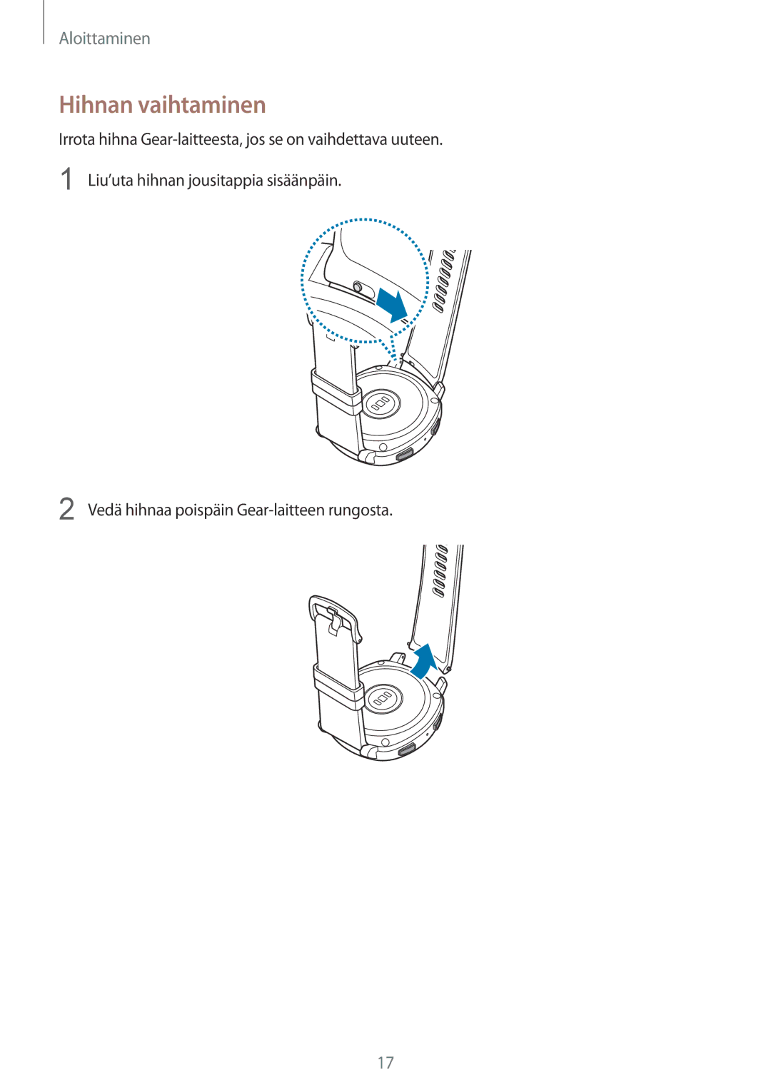 Samsung SM-R600NZBANEE, SM-R600NZKANEE manual Hihnan vaihtaminen 