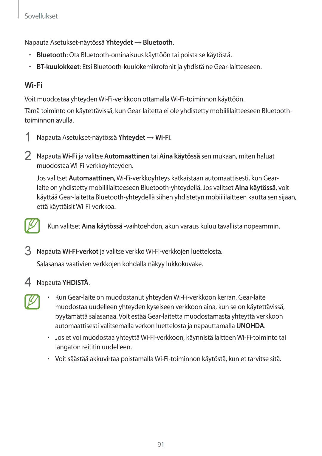 Samsung SM-R600NZBANEE, SM-R600NZKANEE manual Wi-Fi 