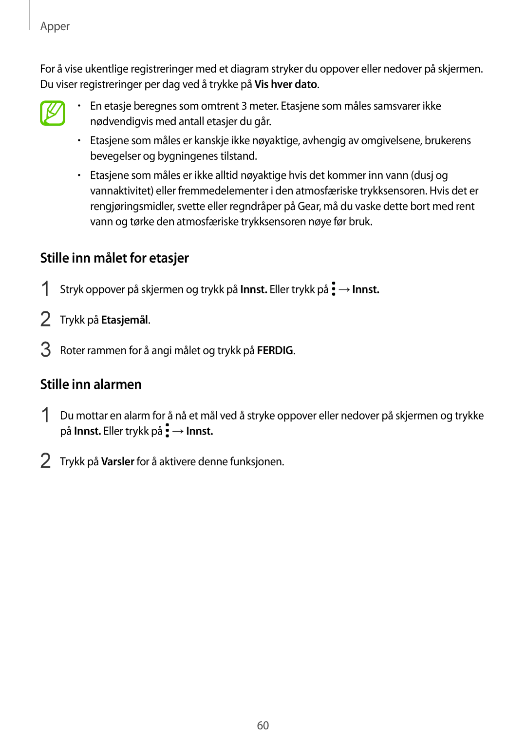 Samsung SM-R600NZKANEE, SM-R600NZBANEE manual Stille inn målet for etasjer 