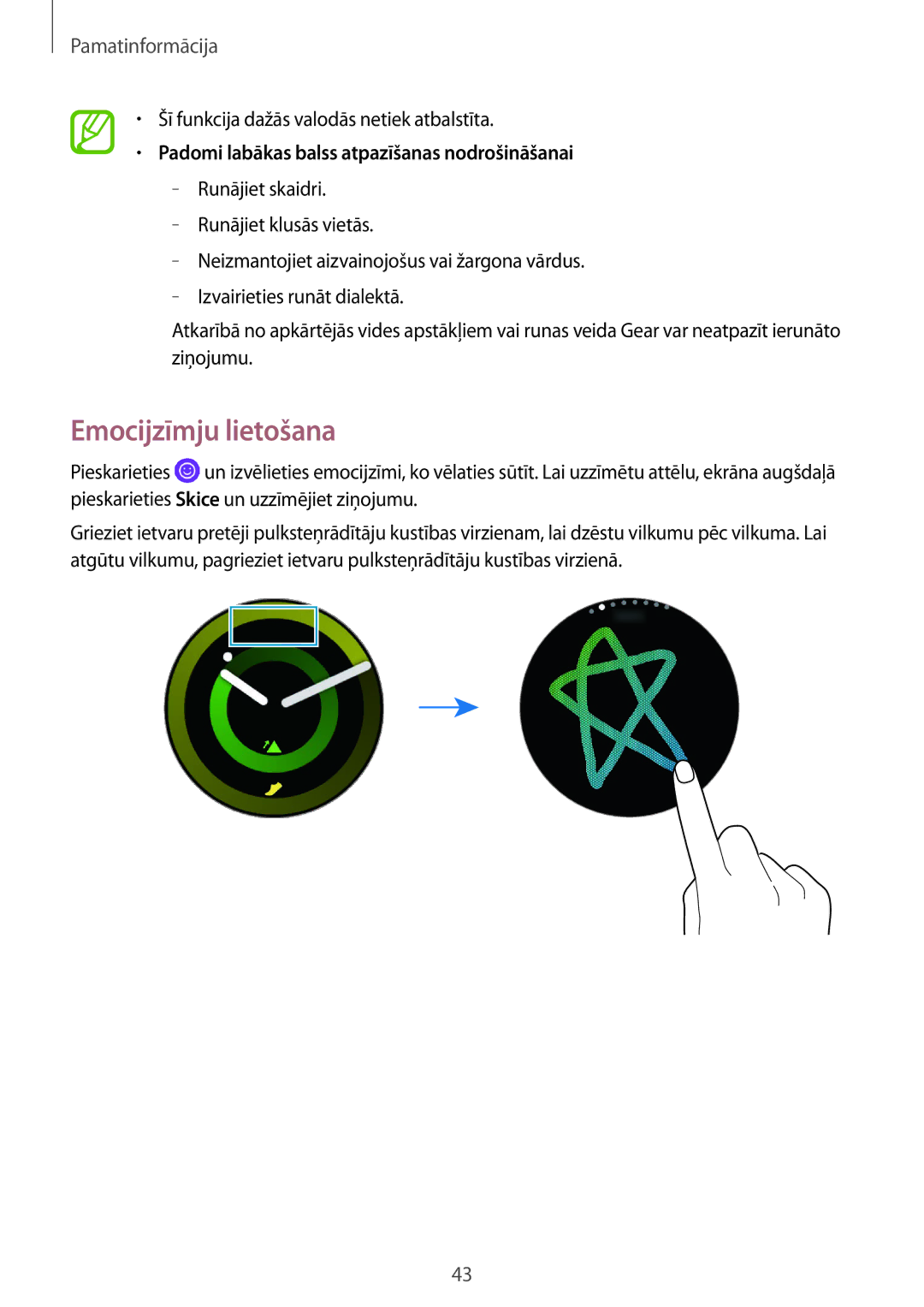 Samsung SM-R600NZBASEB, SM-R600NZKASEB manual Emocijzīmju lietošana, Padomi labākas balss atpazīšanas nodrošināšanai 