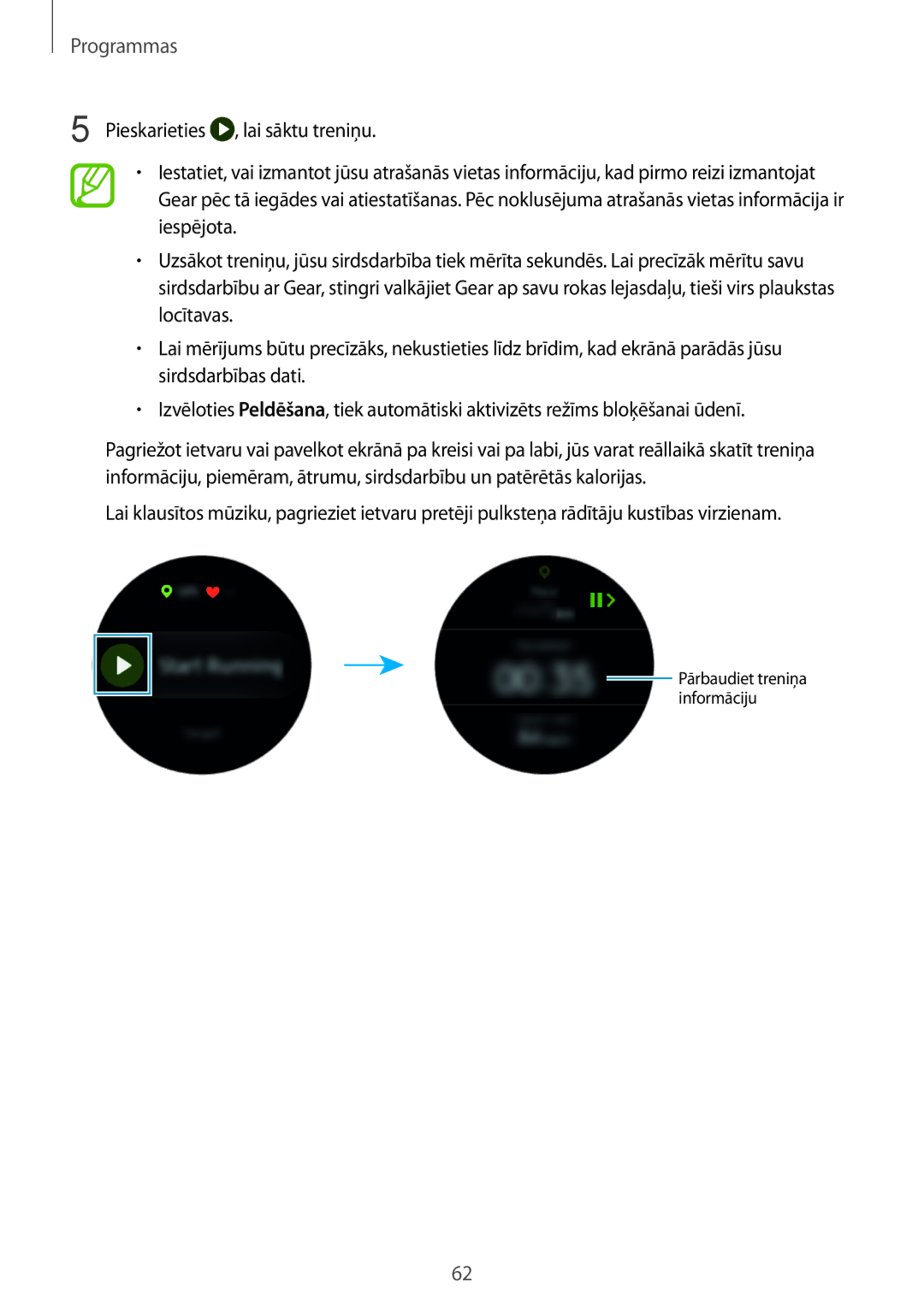 Samsung SM-R600NZKASEB, SM-R600NZBASEB manual Pārbaudiet treniņa informāciju 