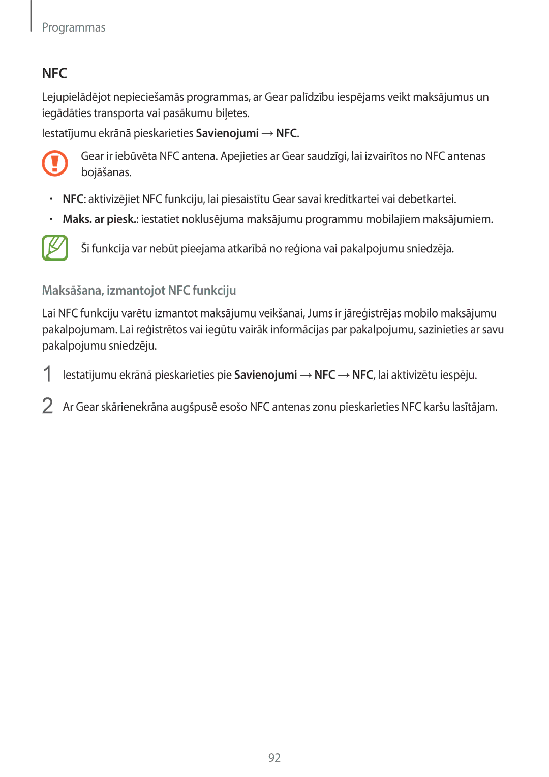 Samsung SM-R600NZKASEB, SM-R600NZBASEB manual Nfc 