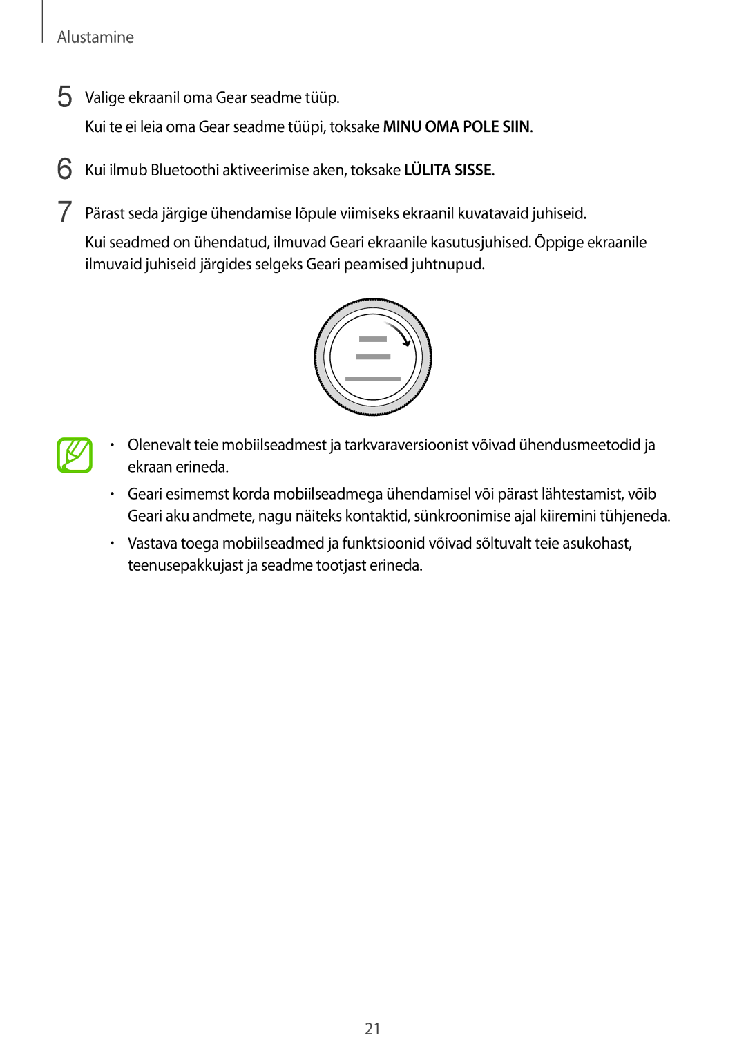 Samsung SM-R600NZBASEB, SM-R600NZKASEB manual Alustamine 