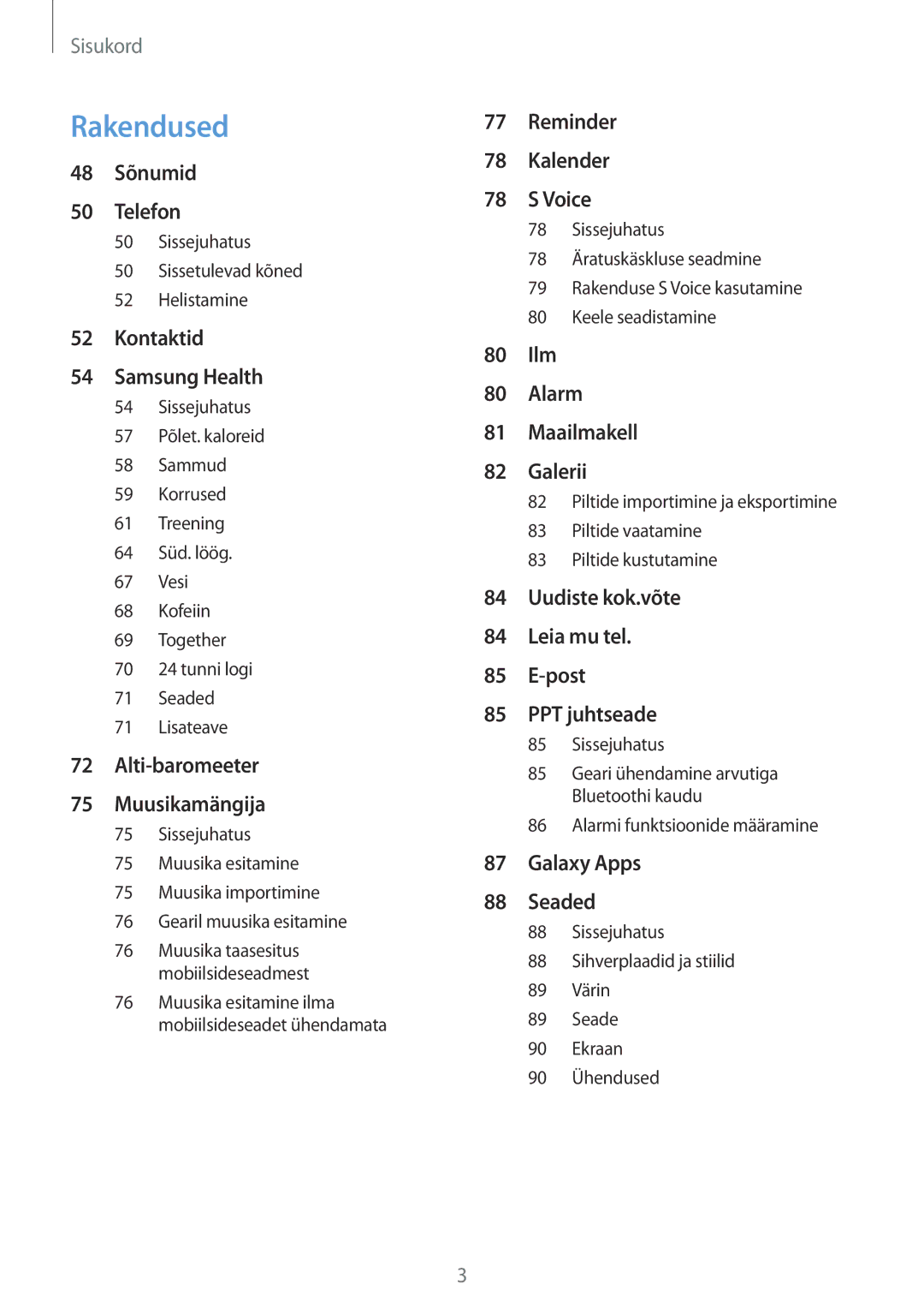 Samsung SM-R600NZBASEB, SM-R600NZKASEB manual Rakendused 