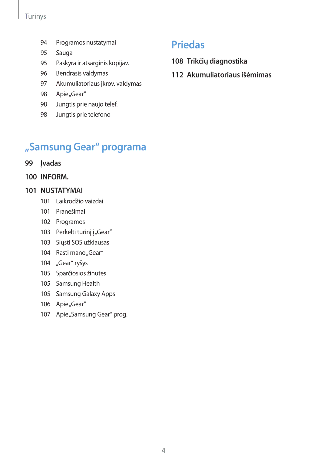 Samsung SM-R600NZKASEB, SM-R600NZBASEB manual Priedas 