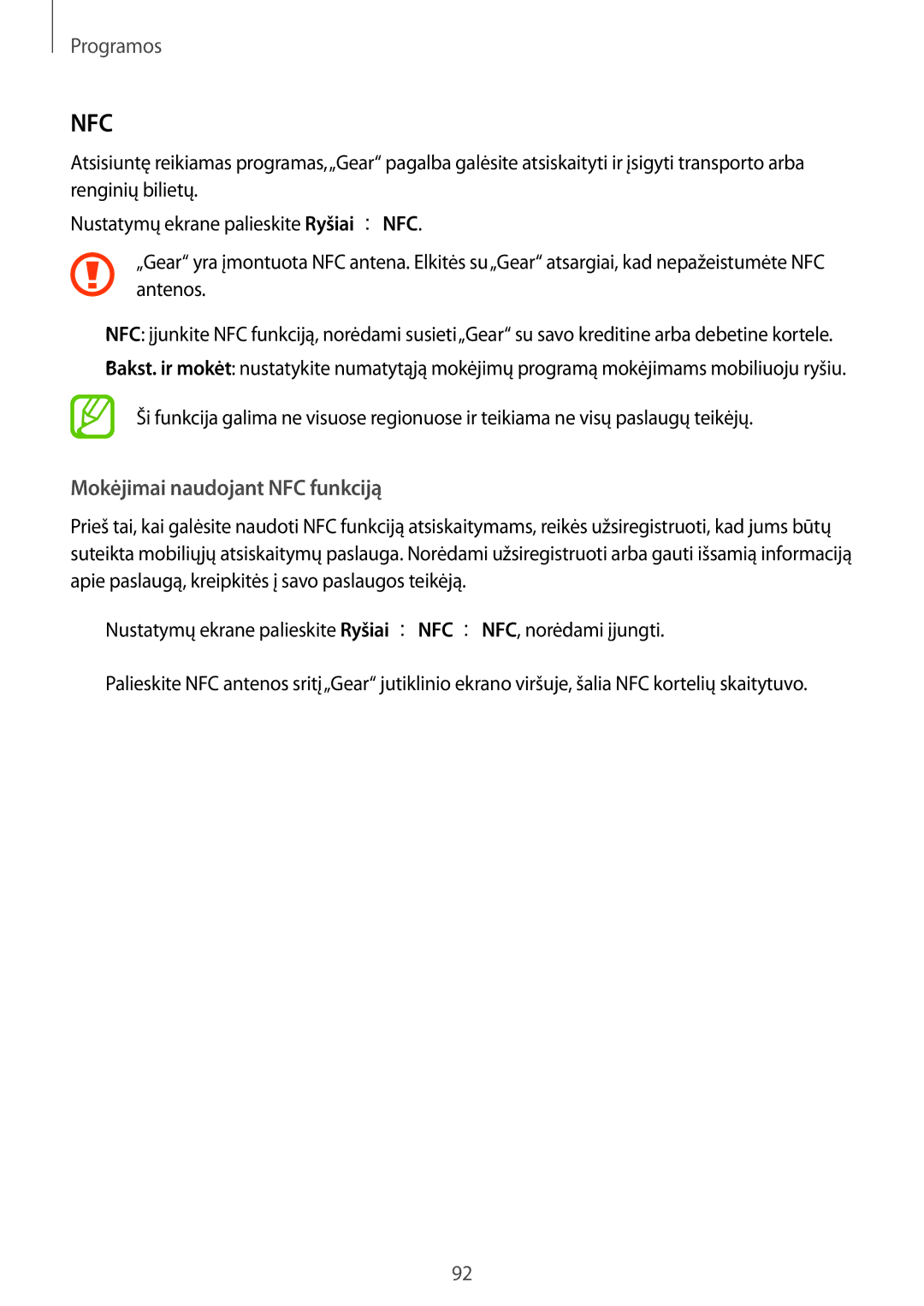 Samsung SM-R600NZKASEB, SM-R600NZBASEB manual Nfc 