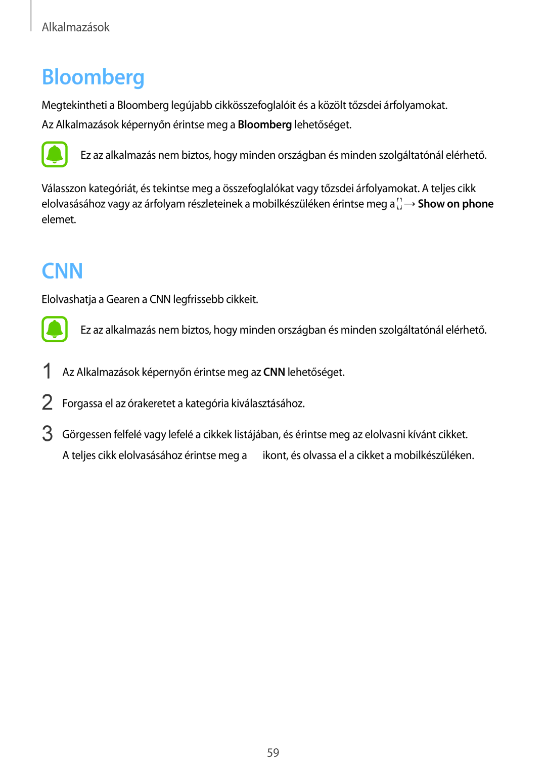 Samsung SM-R7320ZKAXEH, SM-R7200ZKAXEH, SM-R7200ZWAXEH manual Bloomberg, Cnn 