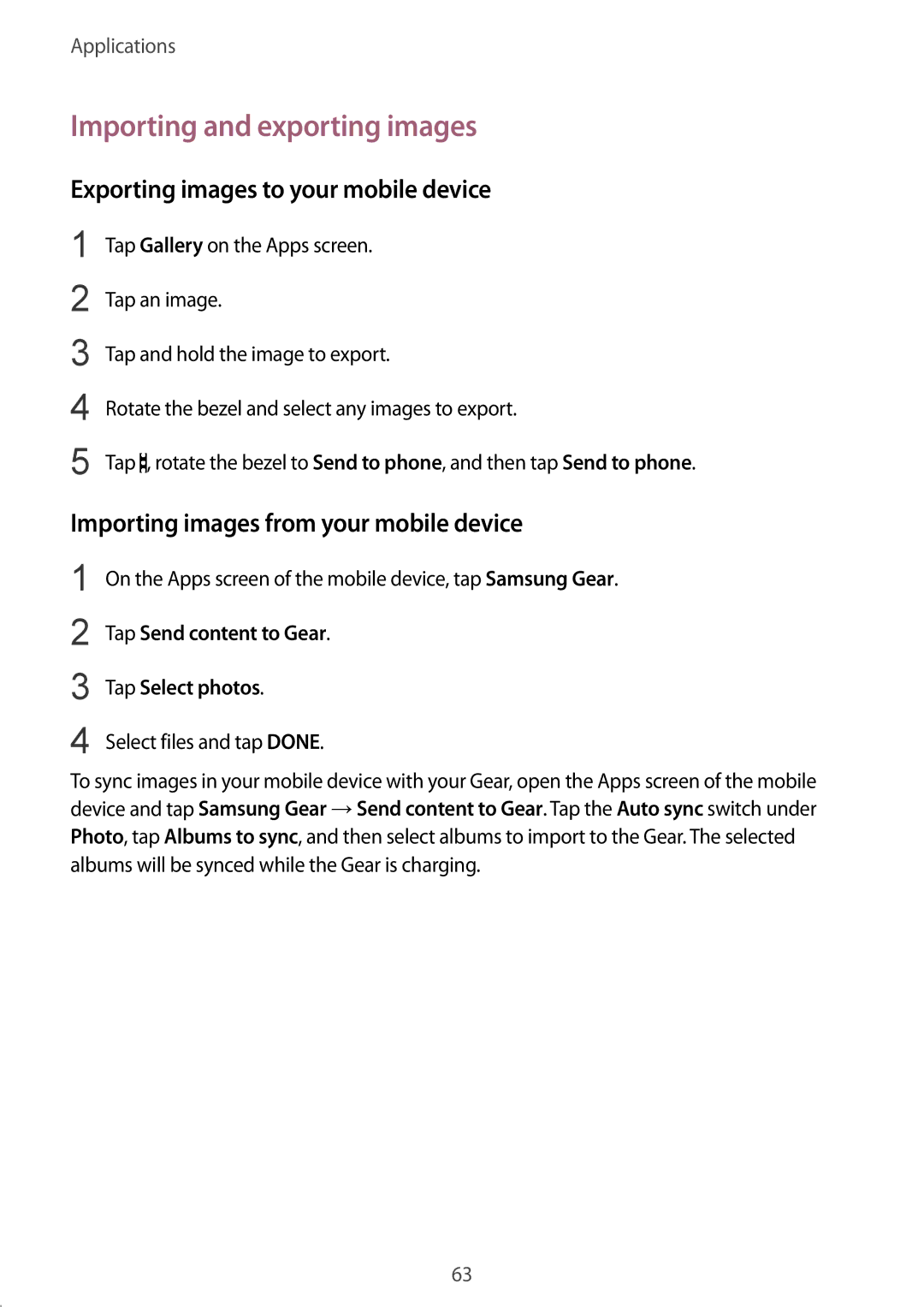 Samsung SM-R7320ZKAXEF, SM-R7320ZKADBT manual Importing and exporting images, Exporting images to your mobile device 