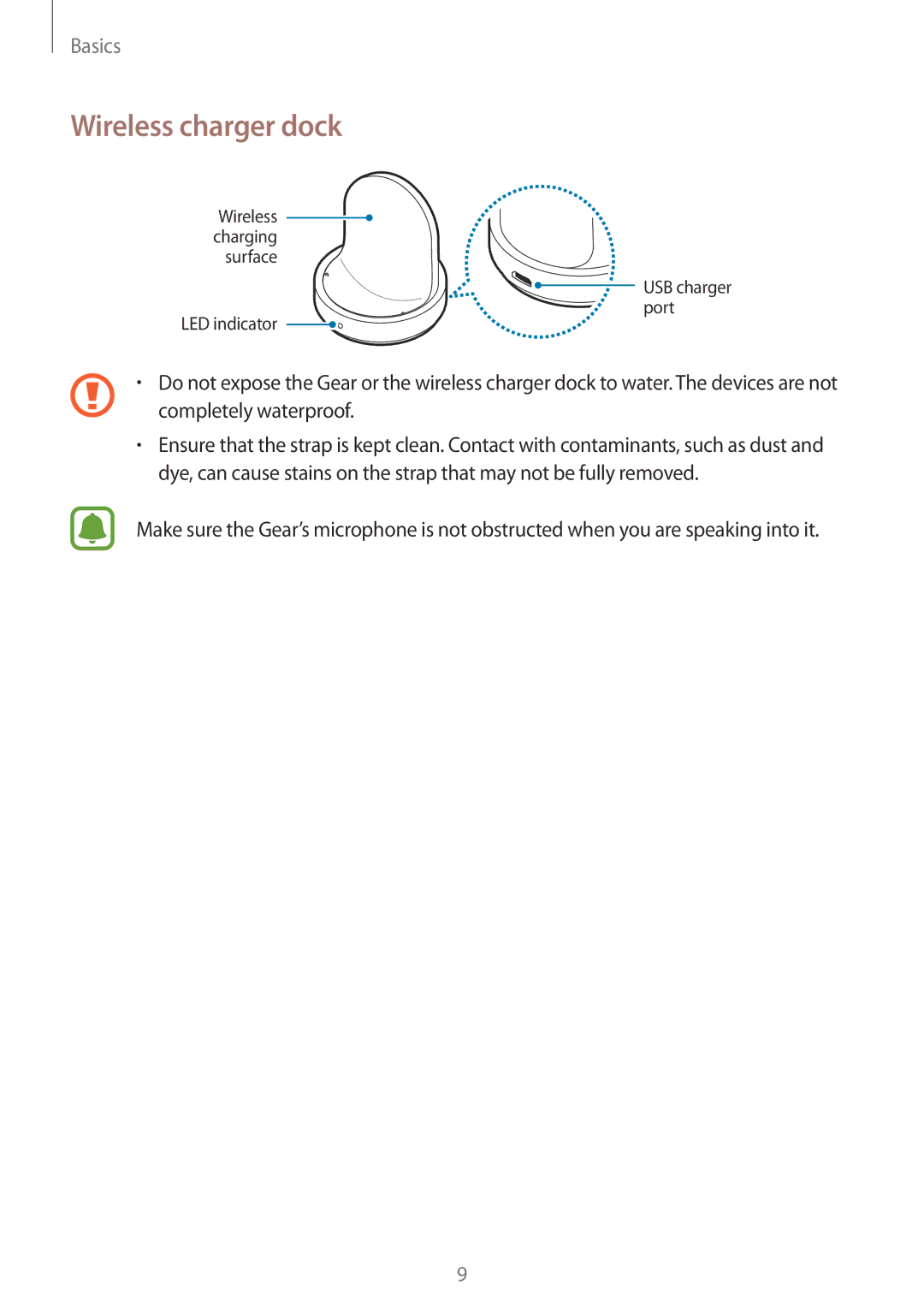 Samsung SM-R7320ZDAXEF, SM-R7320ZKADBT, SM-R7320WDADBT, SM-R7200ZKADBT manual Wireless charger dock, Completely waterproof 