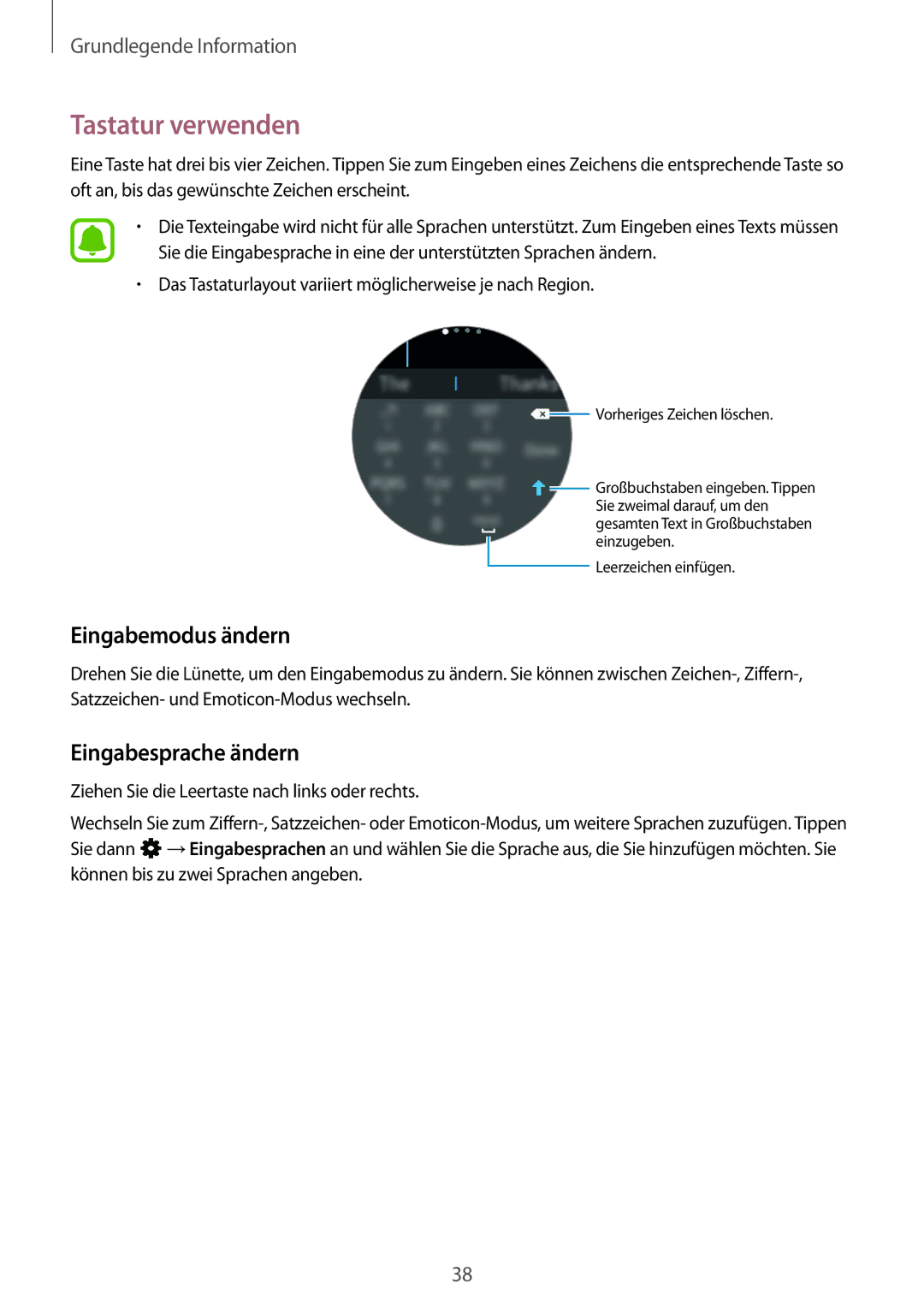 Samsung SM-R7200ZWADBT, SM-R7320ZKADBT, SM-R7320WDADBT manual Tastatur verwenden, Eingabemodus ändern, Eingabesprache ändern 