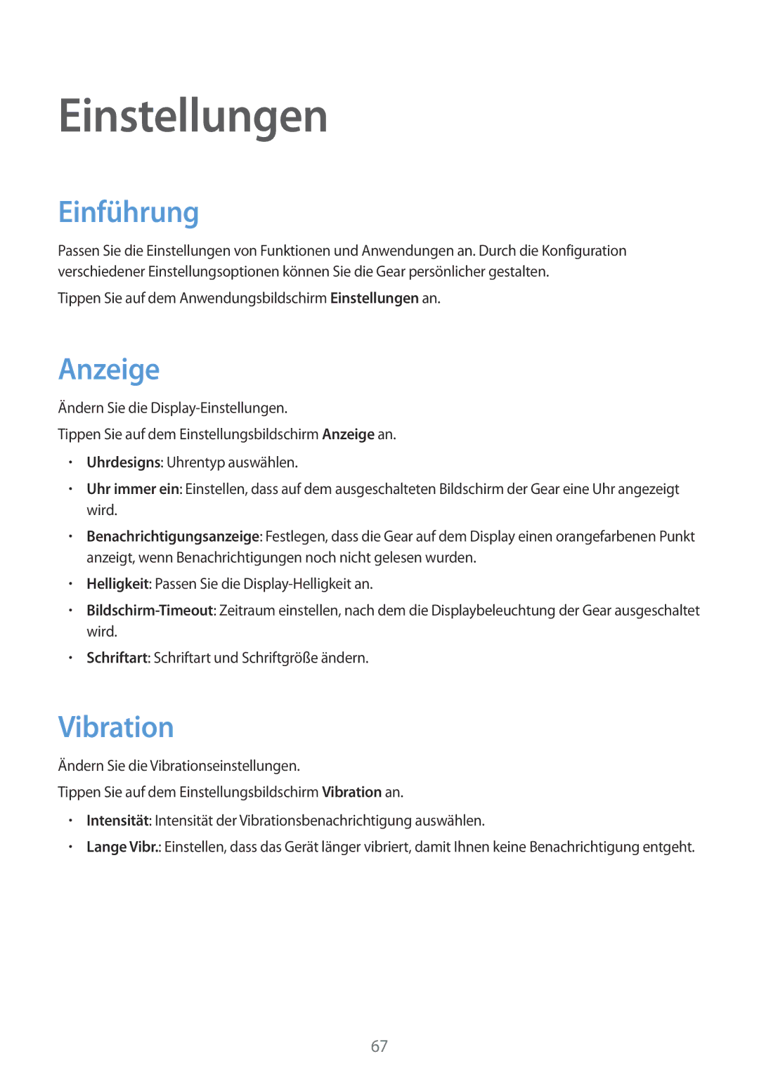 Samsung SM-R7200ZKADBT, SM-R7320ZKADBT, SM-R7320WDADBT, SM-R7200ZWADBT, SM-R7320ZDADBT manual Einführung, Anzeige, Vibration 