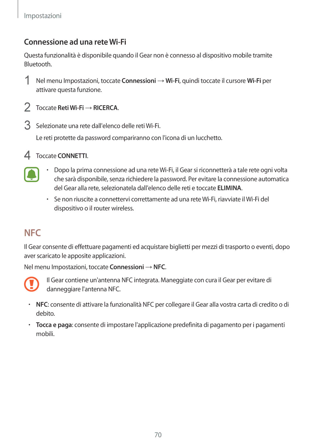 Samsung SM-R7320ZKAITV, SM-R7320WDAITV, SM-R7200ZKAITV manual Connessione ad una rete Wi-Fi, Toccate Reti Wi-Fi →RICERCA 