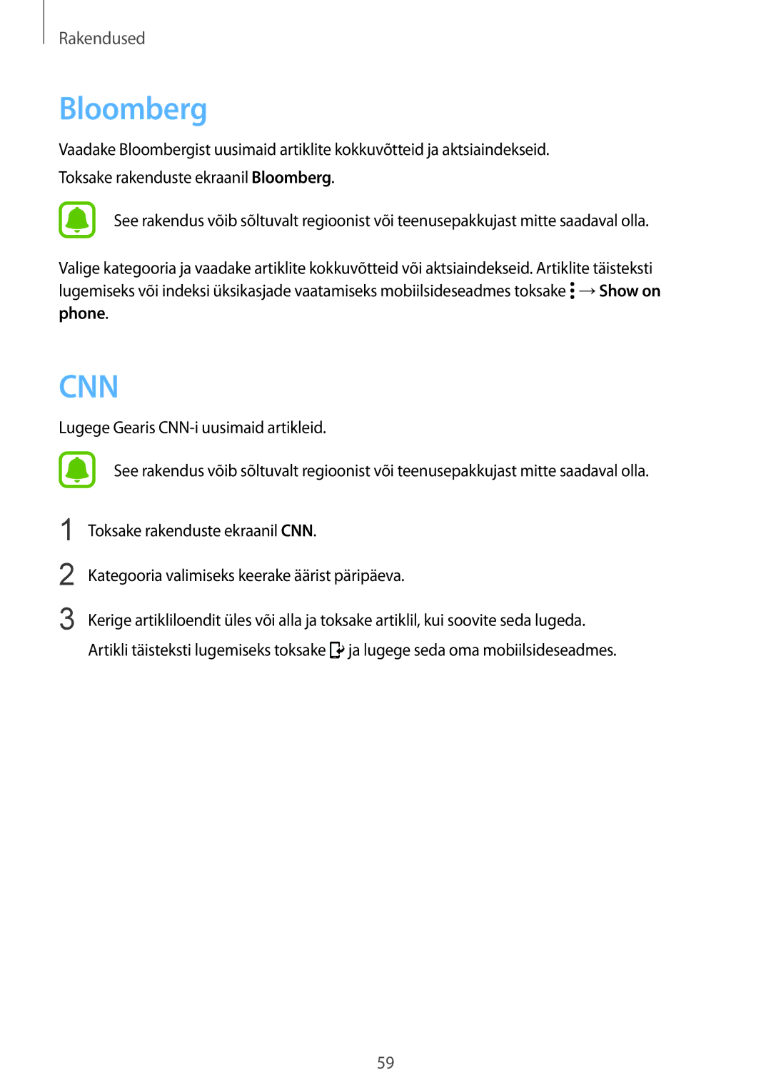 Samsung SM-R7200ZKASEB, SM-R7320ZKASEB manual Bloomberg, Phone 