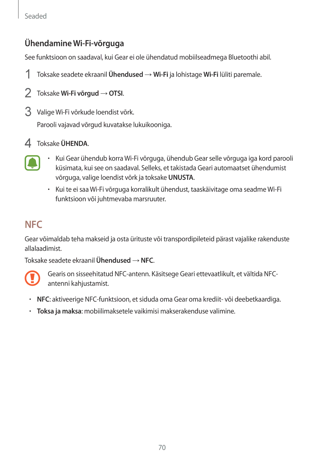 Samsung SM-R7320ZKASEB, SM-R7200ZKASEB manual Ühendamine Wi-Fi-võrguga, Toksake Wi-Fi võrgud →OTSI 