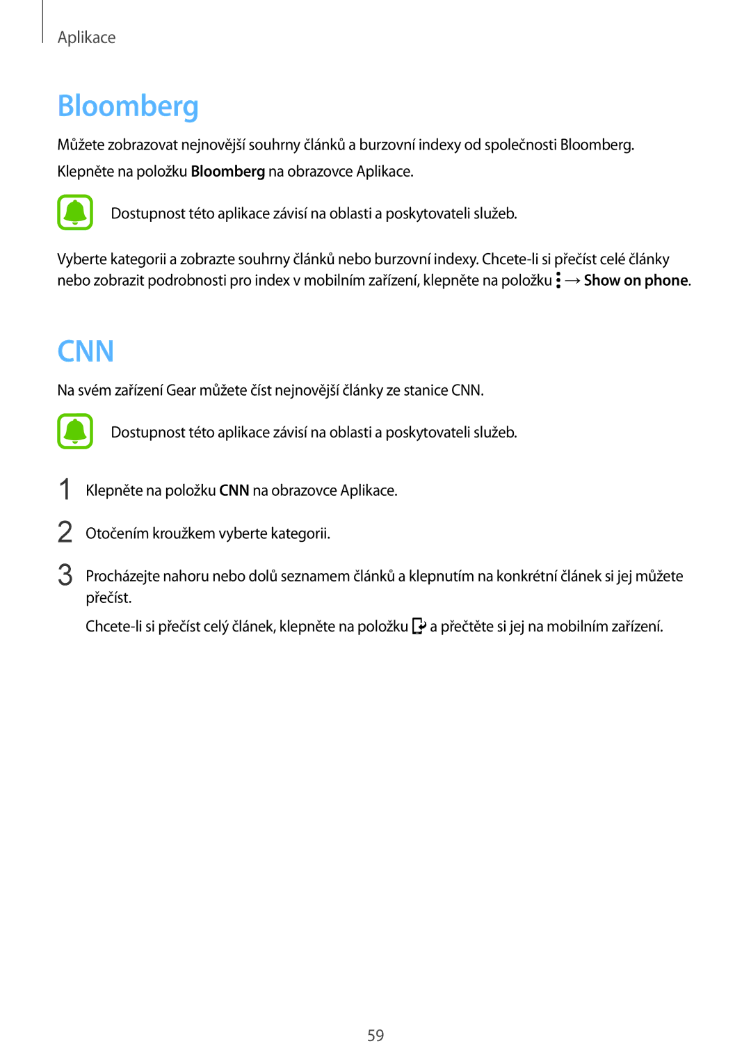 Samsung SM-R7200ZWAXEZ, SM-R7320ZKAXEZ, SM-R7200ZKAXEZ manual Bloomberg, Cnn 