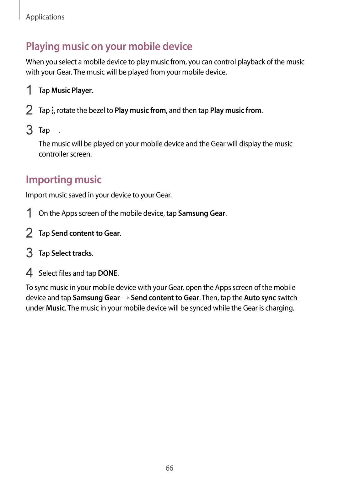 Samsung SM-R7350ZKASWC, SM-R7350ZKAVD2 manual Playing music on your mobile device, Importing music, Tap Music Player 