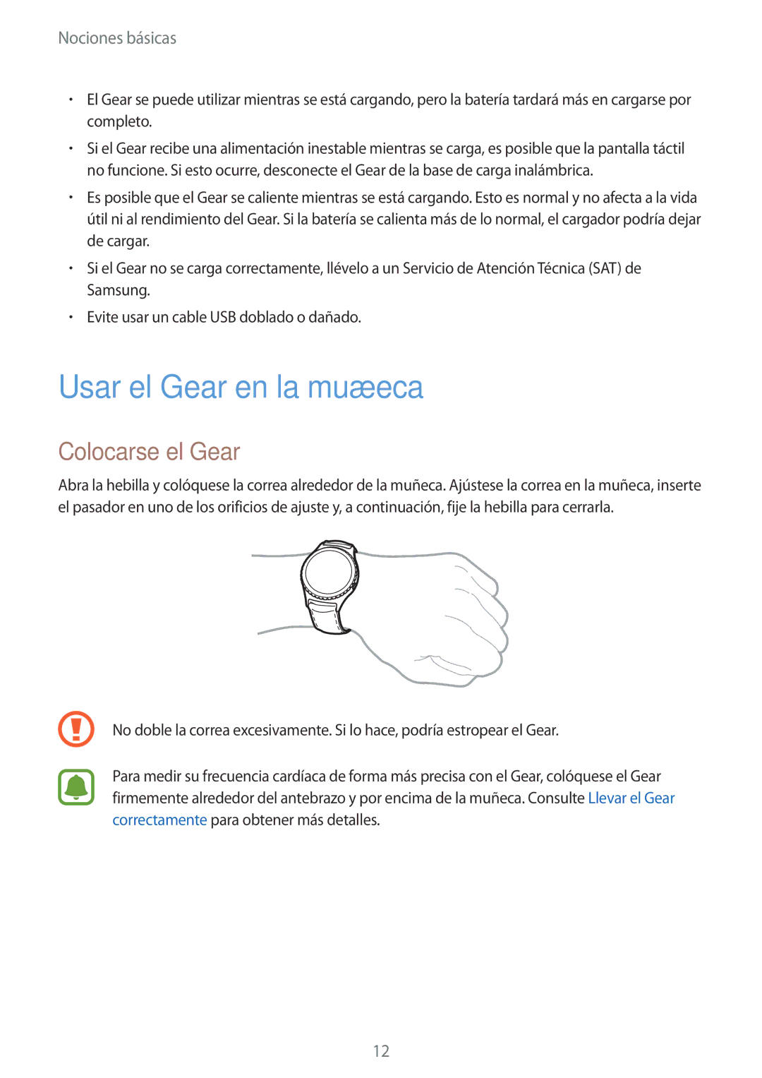 Samsung SM-R7350ZKGAMO manual Usar el Gear en la muñeca, Colocarse el Gear 