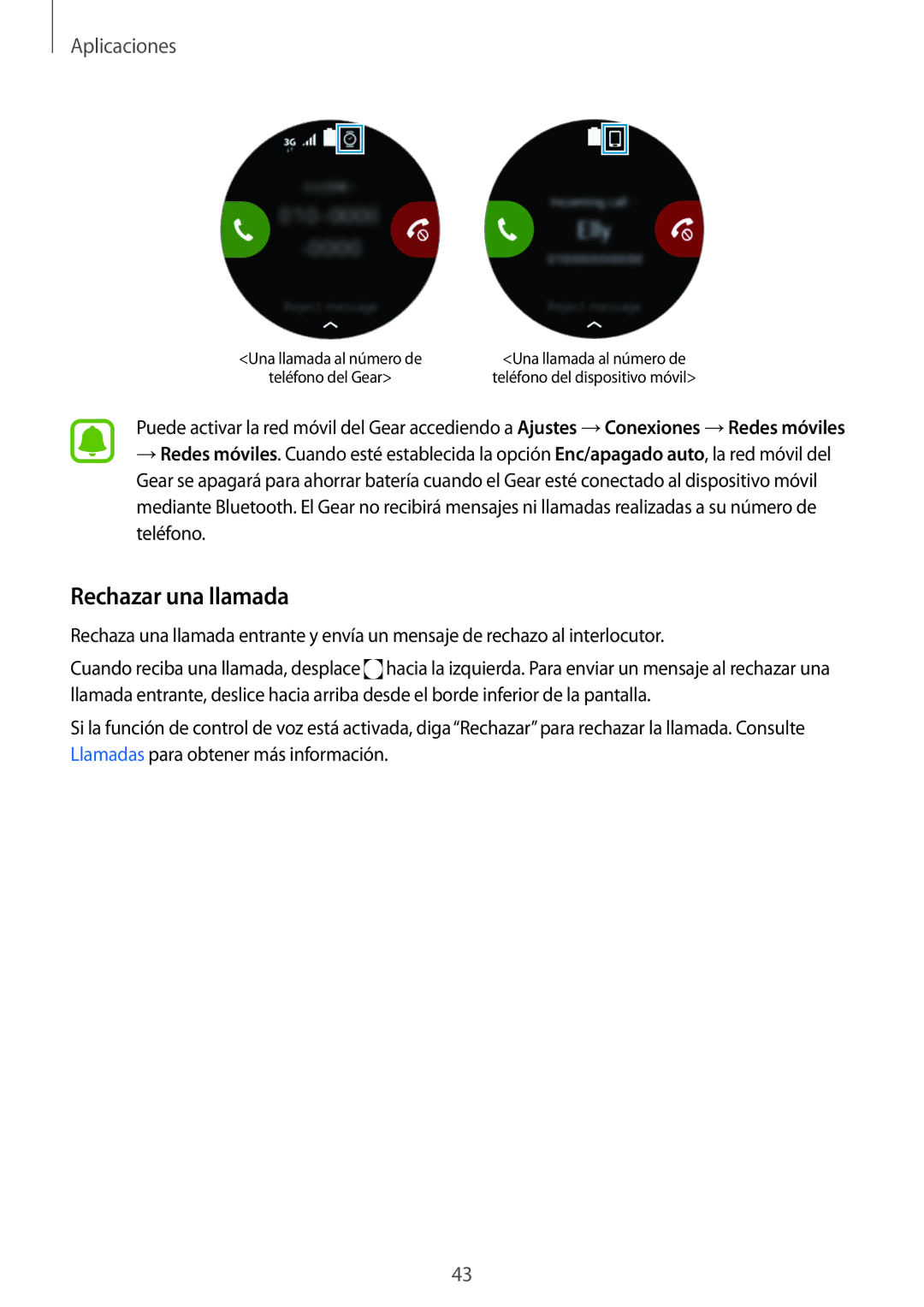 Samsung SM-R7350ZKGAMO manual Rechazar una llamada 