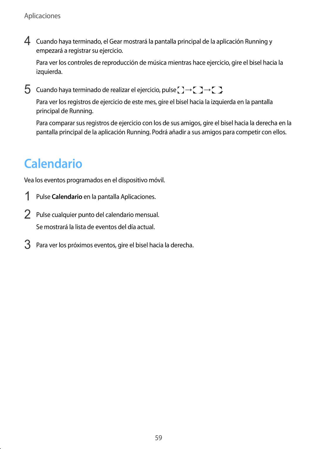 Samsung SM-R7350ZKGAMO manual Calendario 