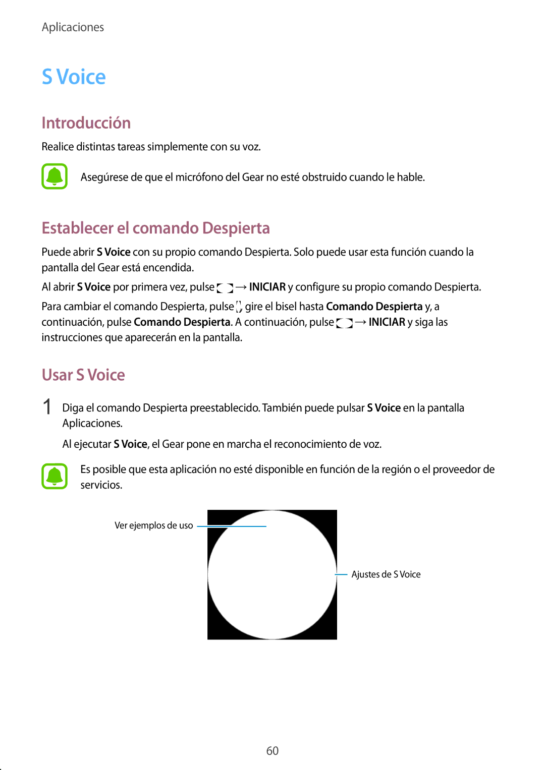 Samsung SM-R7350ZKGAMO manual Establecer el comando Despierta, Usar S Voice 