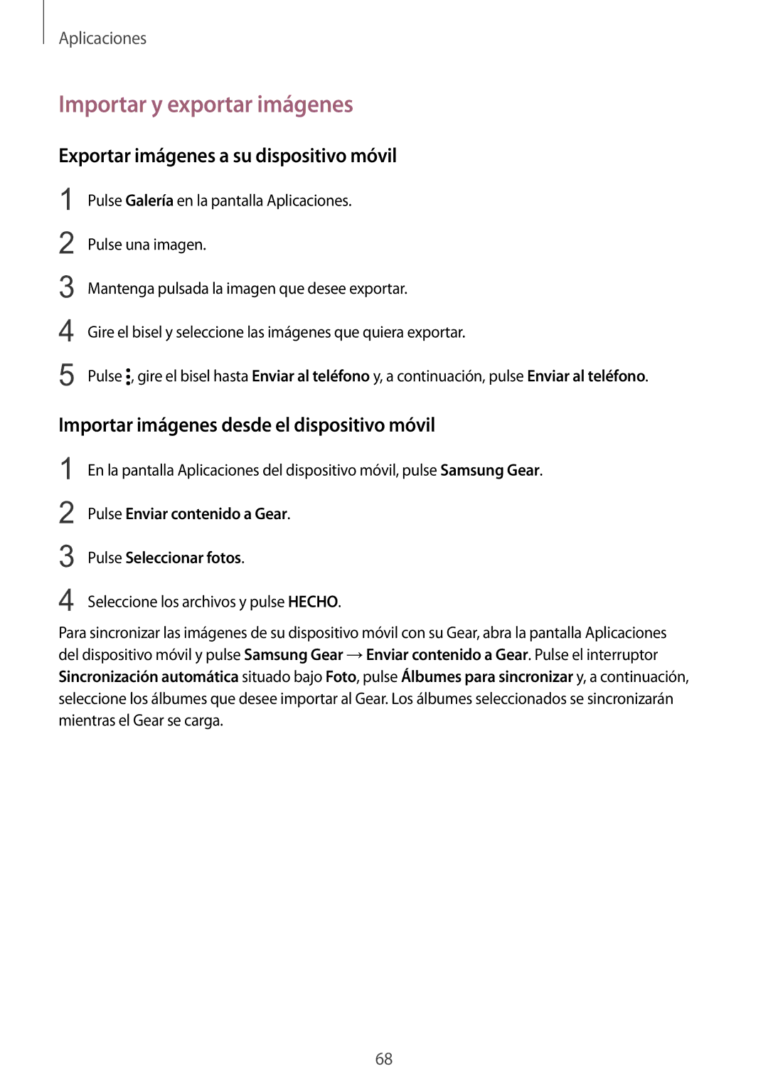 Samsung SM-R7350ZKGAMO manual Importar y exportar imágenes, Exportar imágenes a su dispositivo móvil 