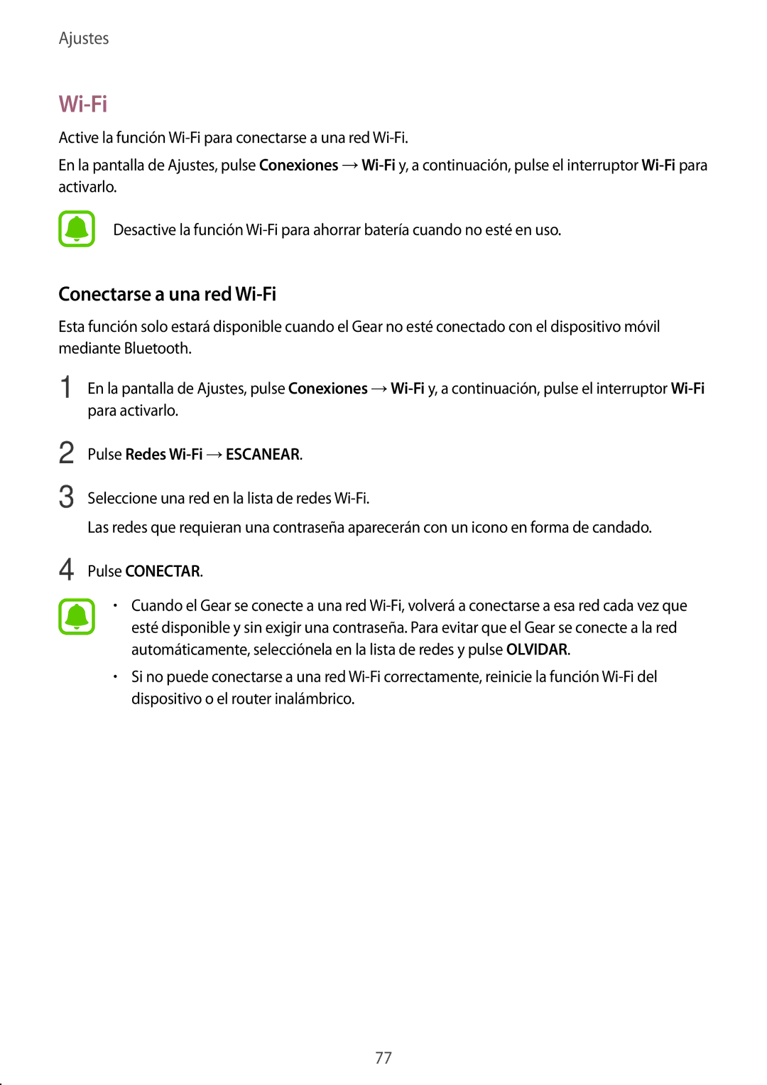 Samsung SM-R7350ZKGAMO manual Conectarse a una red Wi-Fi, Pulse Redes Wi-Fi →ESCANEAR, Pulse Conectar 