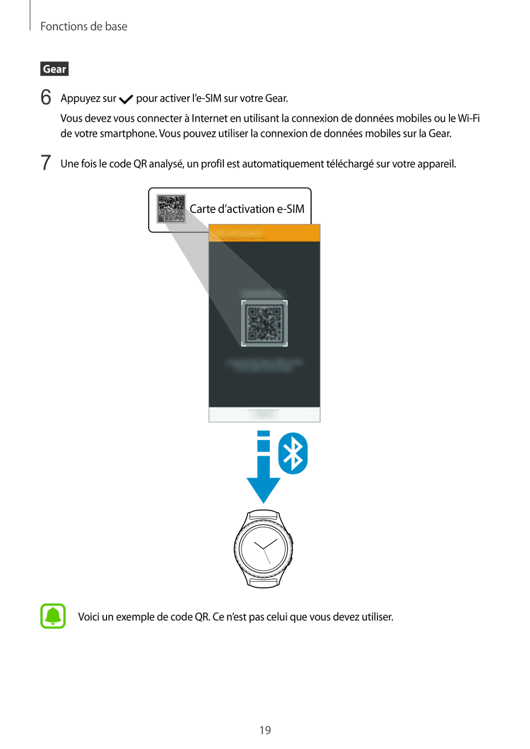 Samsung SM-R7350ZKGFTM manual Carte d’activation e-SIM 